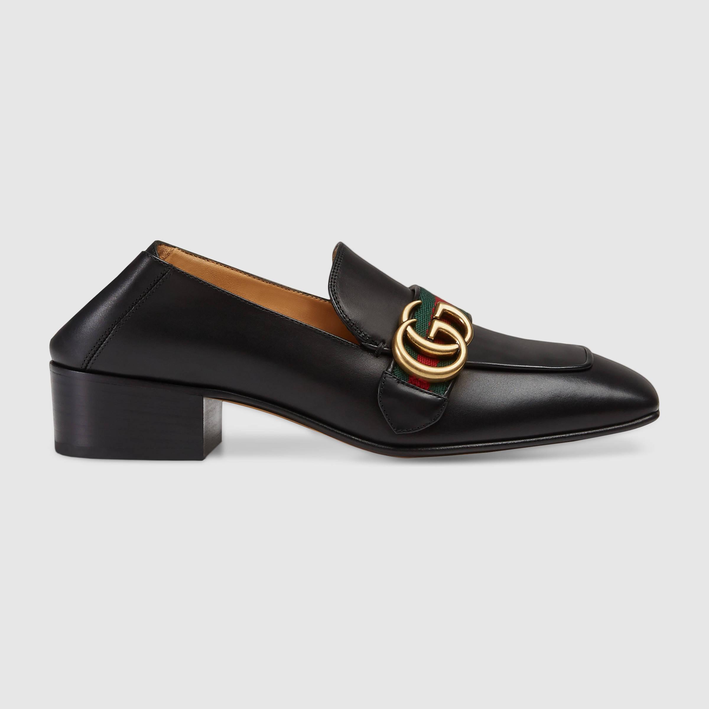 Gucci Leather Double G Loafer in Black 