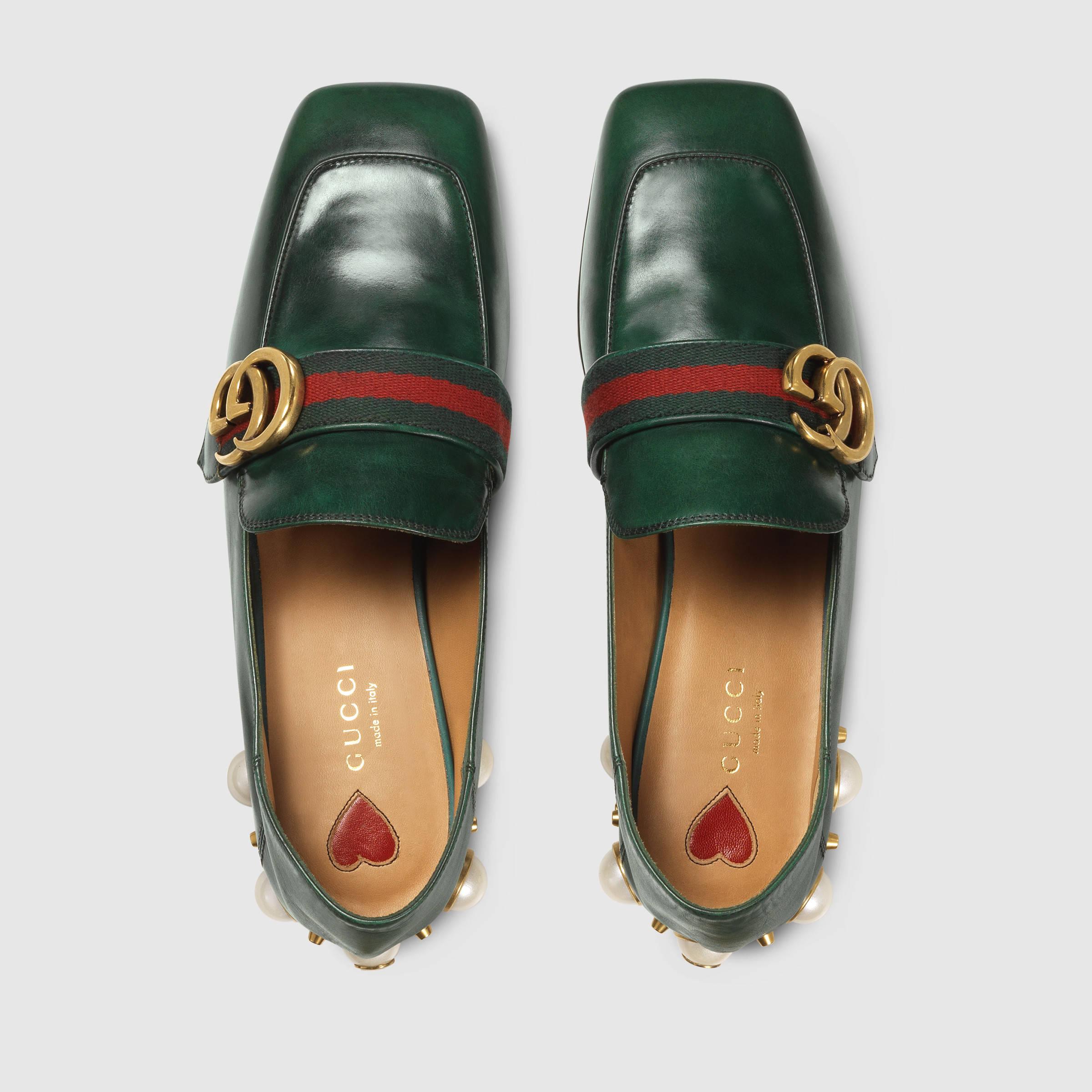 gucci stacked heel loafer