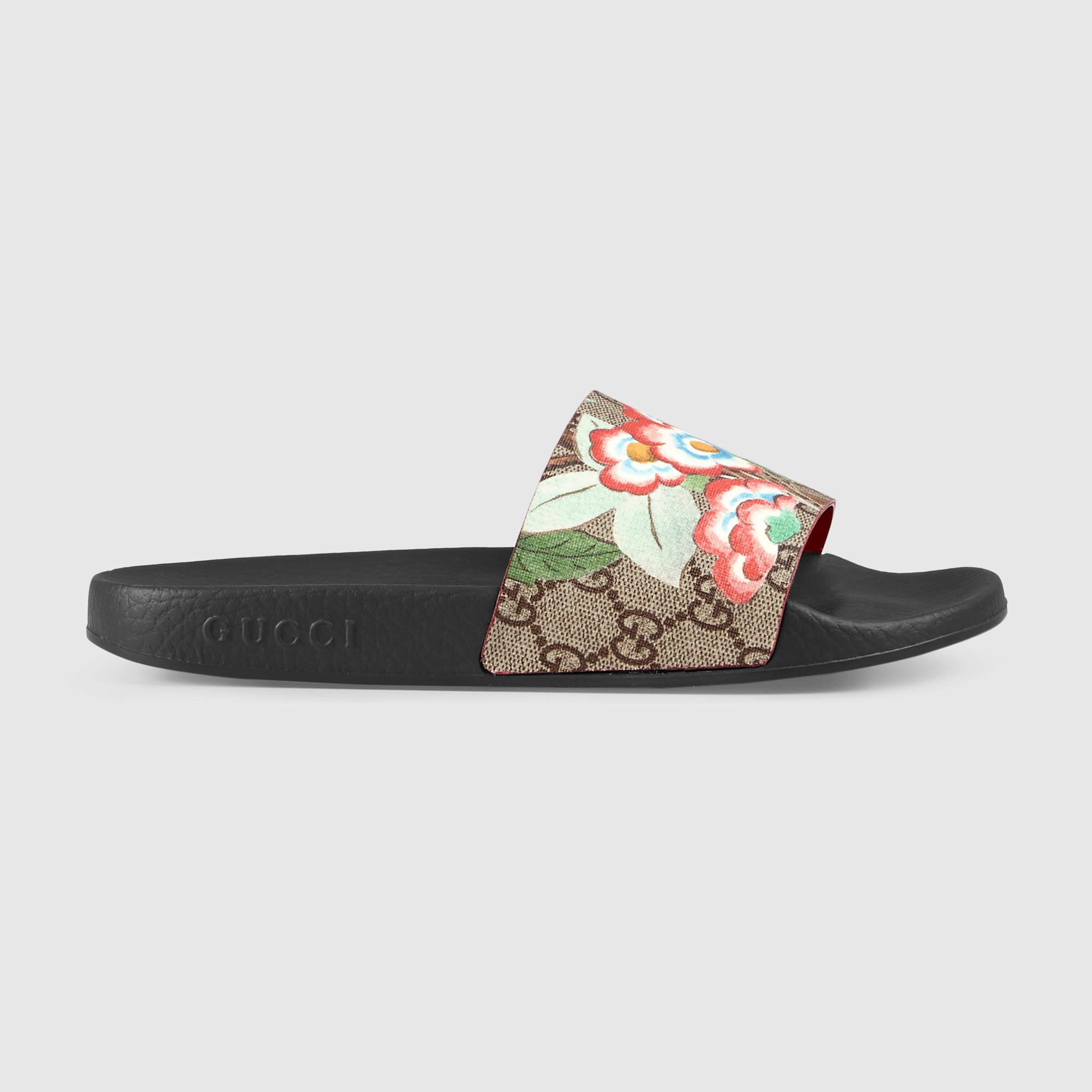 Gucci Tian Pursuit Canvas Slides | Lyst