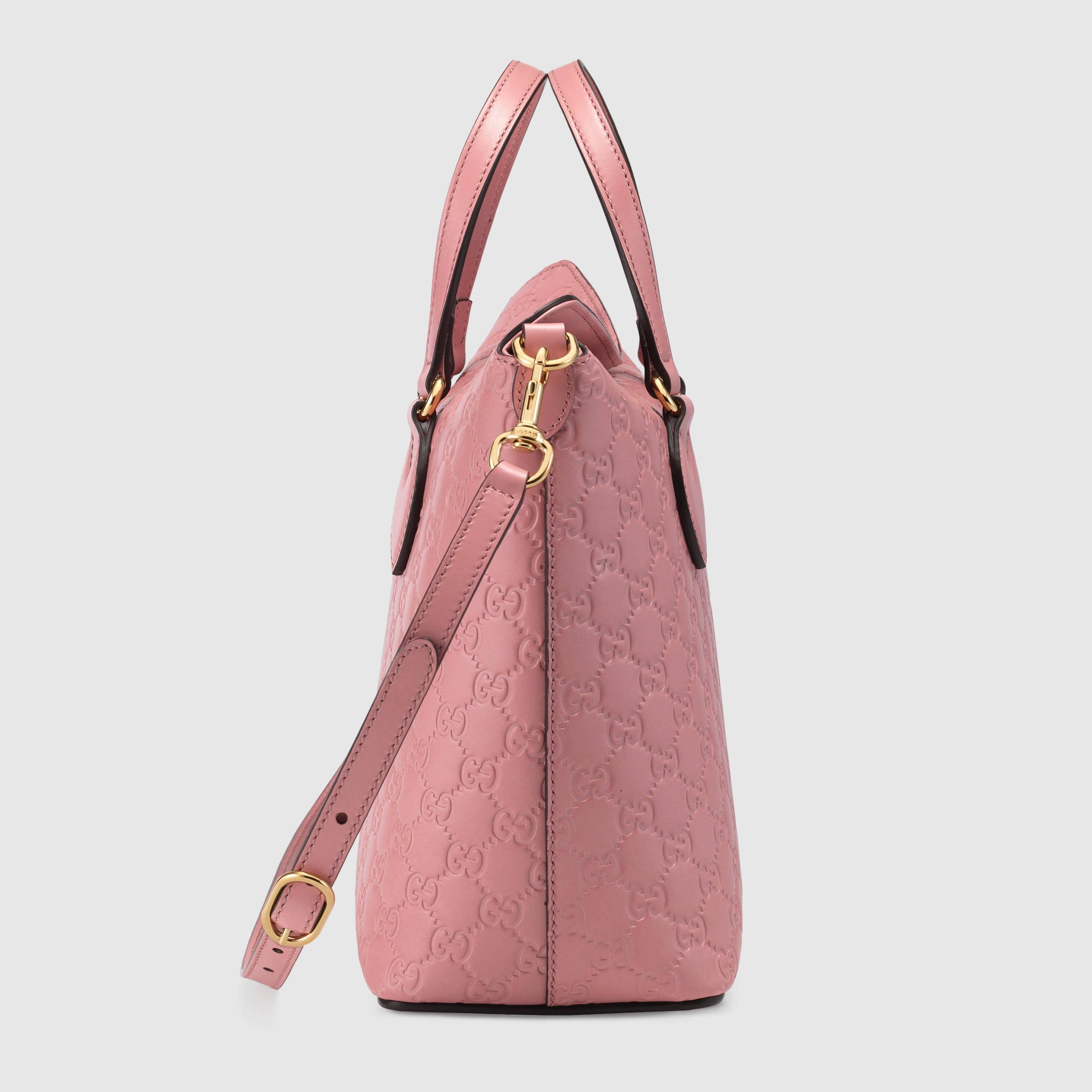 Gucci Signature Leather Top-Handle Bag in Pink - Lyst
