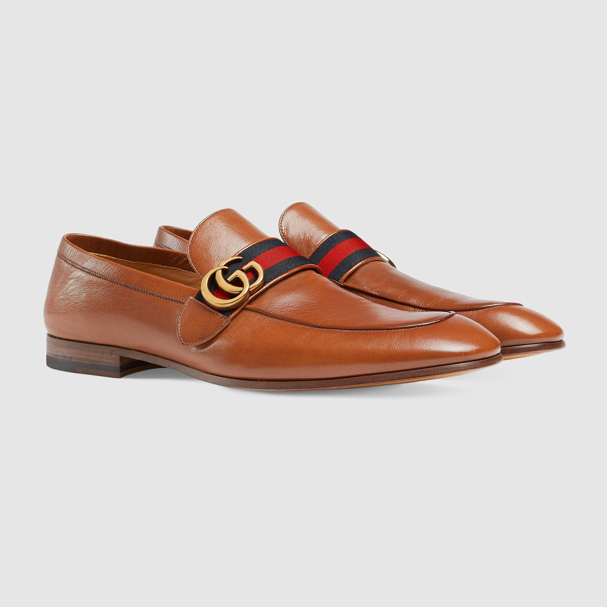 Gucci Leather Loafer With Gg Web in 