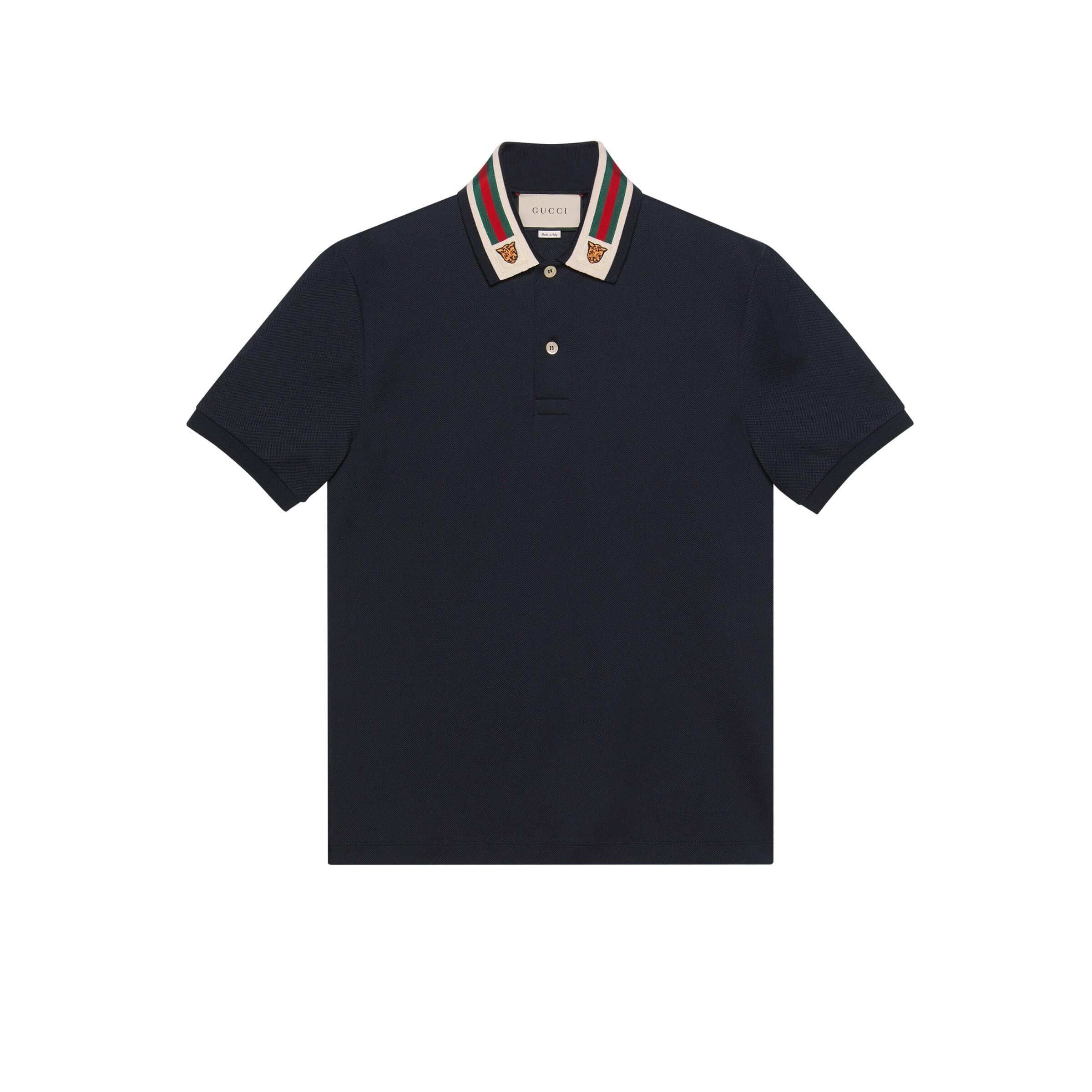 Gucci Tiger-embroidered Cotton-pique Polo Shirt in Navy (Blue) for Men -  Save 41% | Lyst