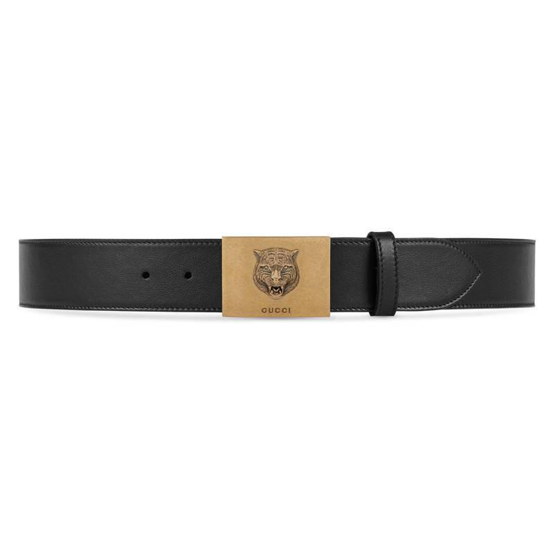 Gucci Leather Belt With Feline Buckle in Black for Men | Lyst