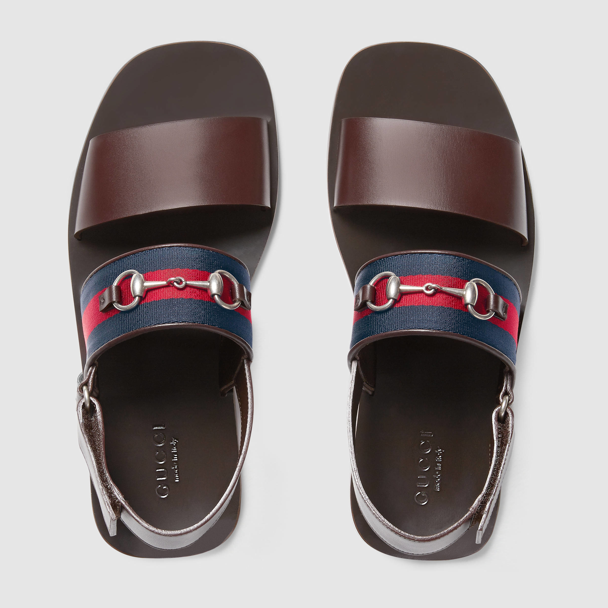 Gucci Leather Web Sandal in Brown Leather (Brown) for Men - Lyst