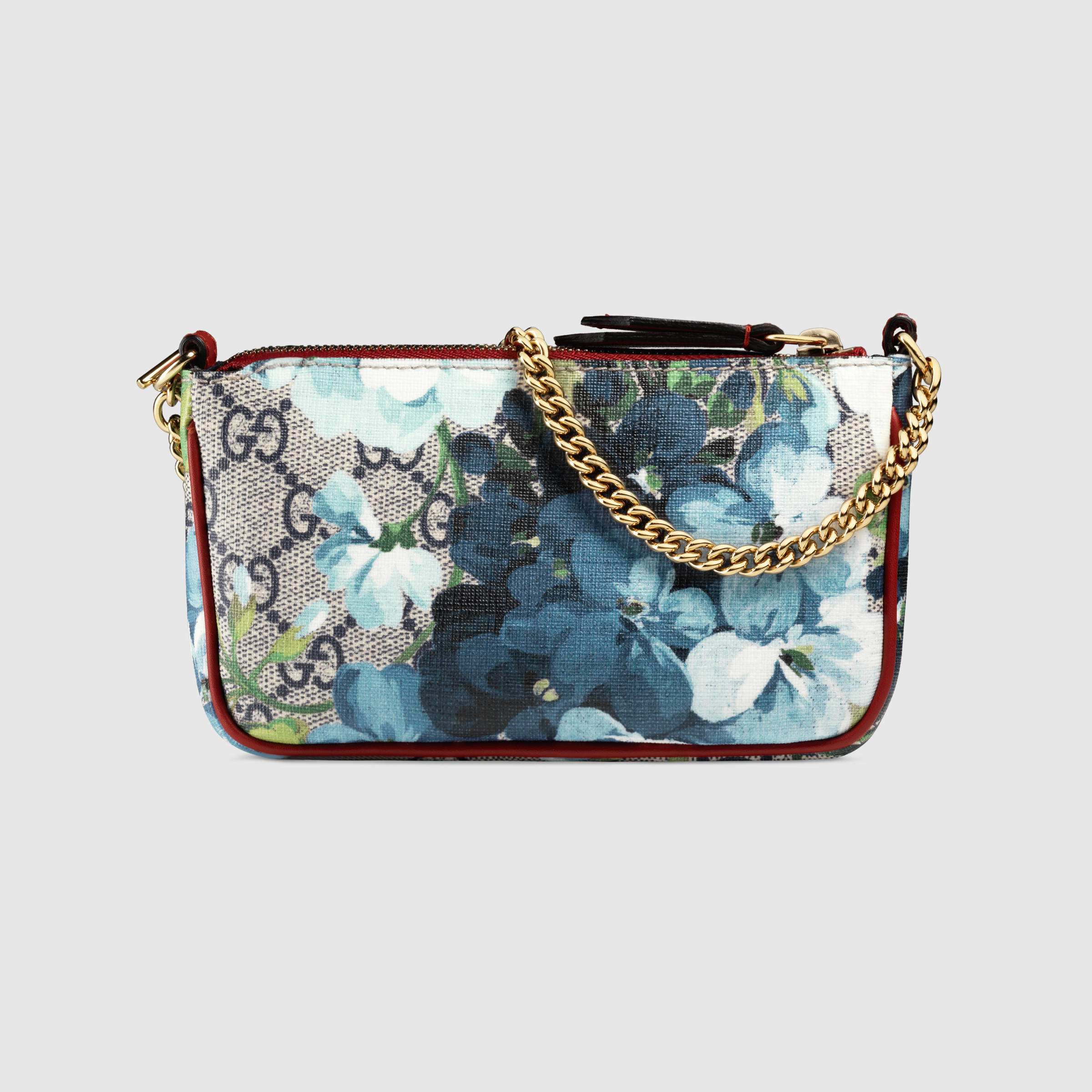 Gucci Canvas Gg Blooms Mini Chain Bag in Blue - Lyst
