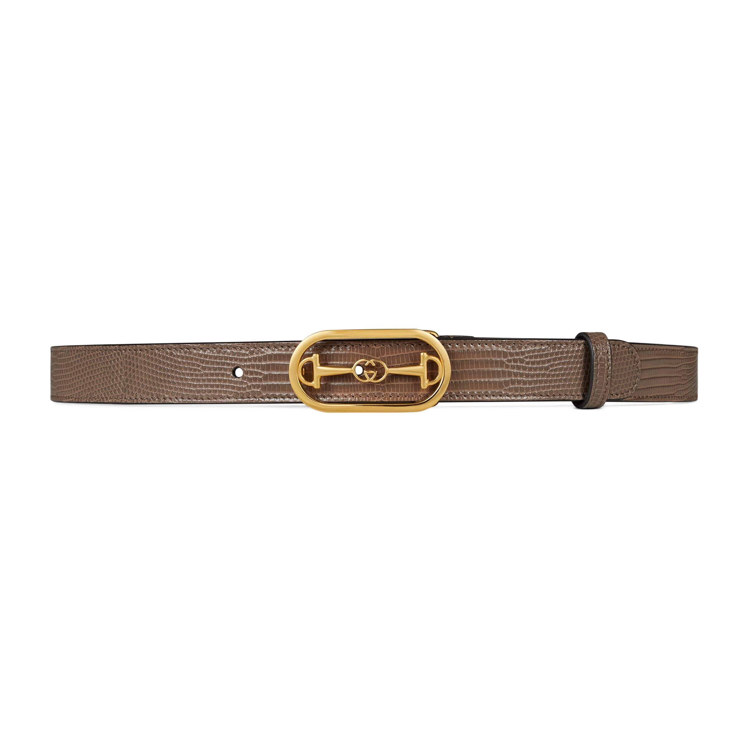 Gucci Lizard Belt With Interlocking G Horsebit Buckle in Brown - Lyst