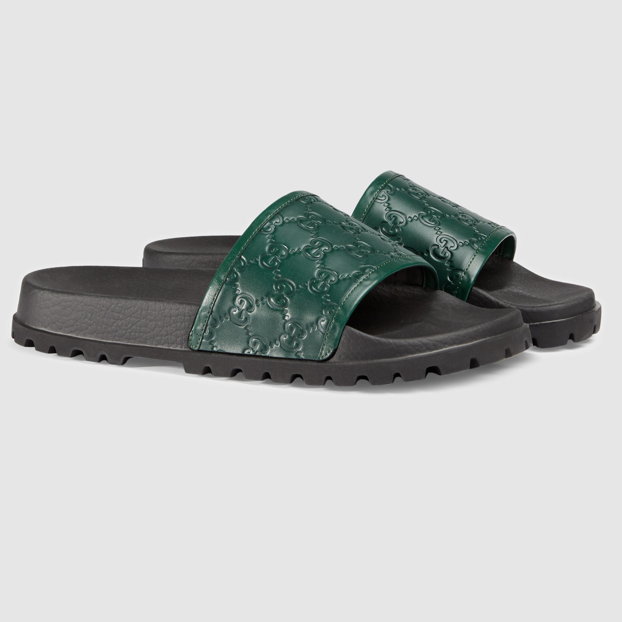 Lyst - Gucci Signature Slide Sandal in Green for Men