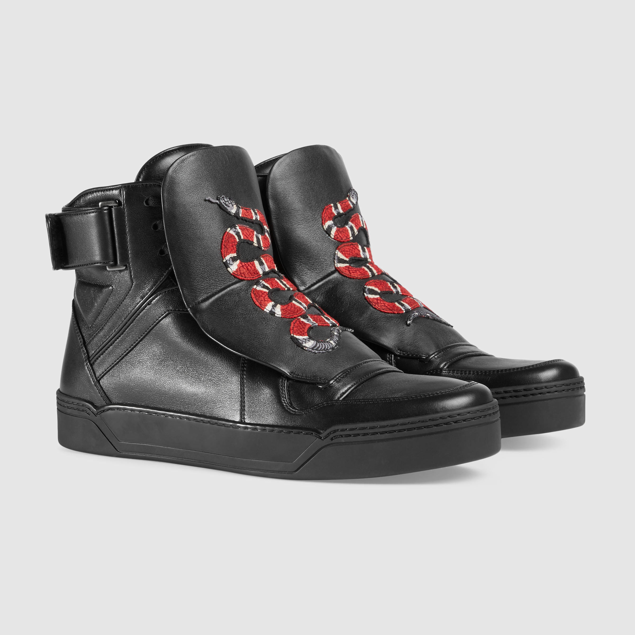 black gucci snake boots