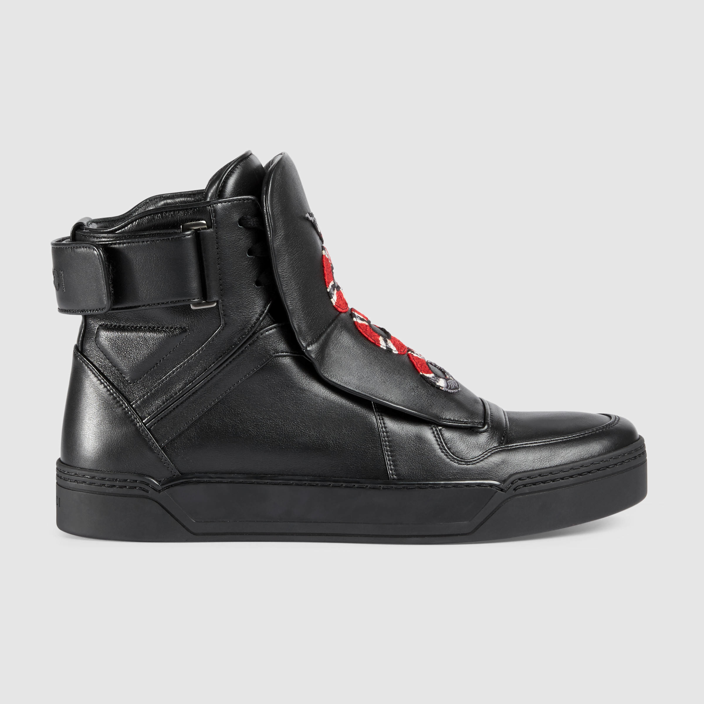 Gucci Leather High-top Sneaker With Snake in Black for Men | Lyst