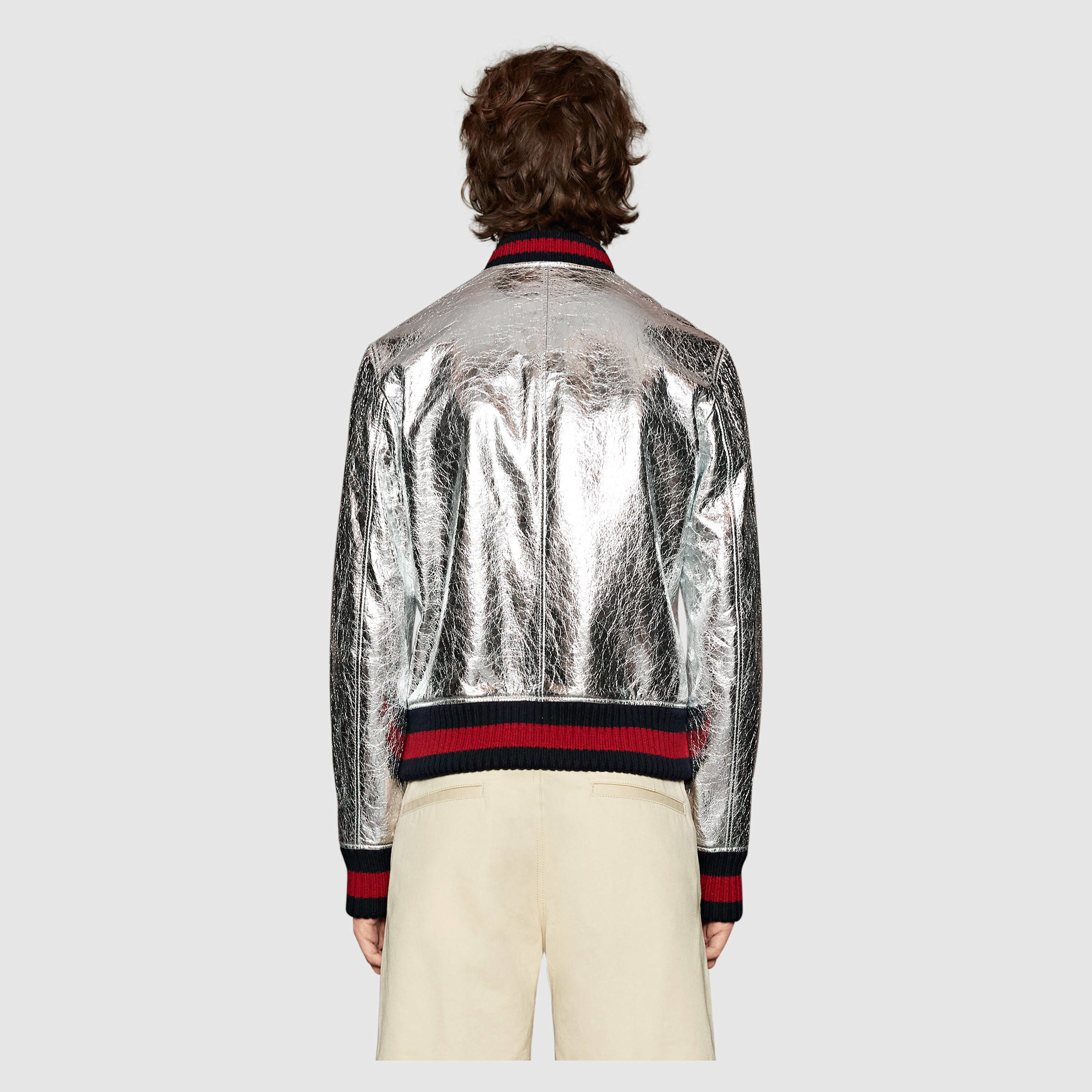 gucci silver bomber jacket