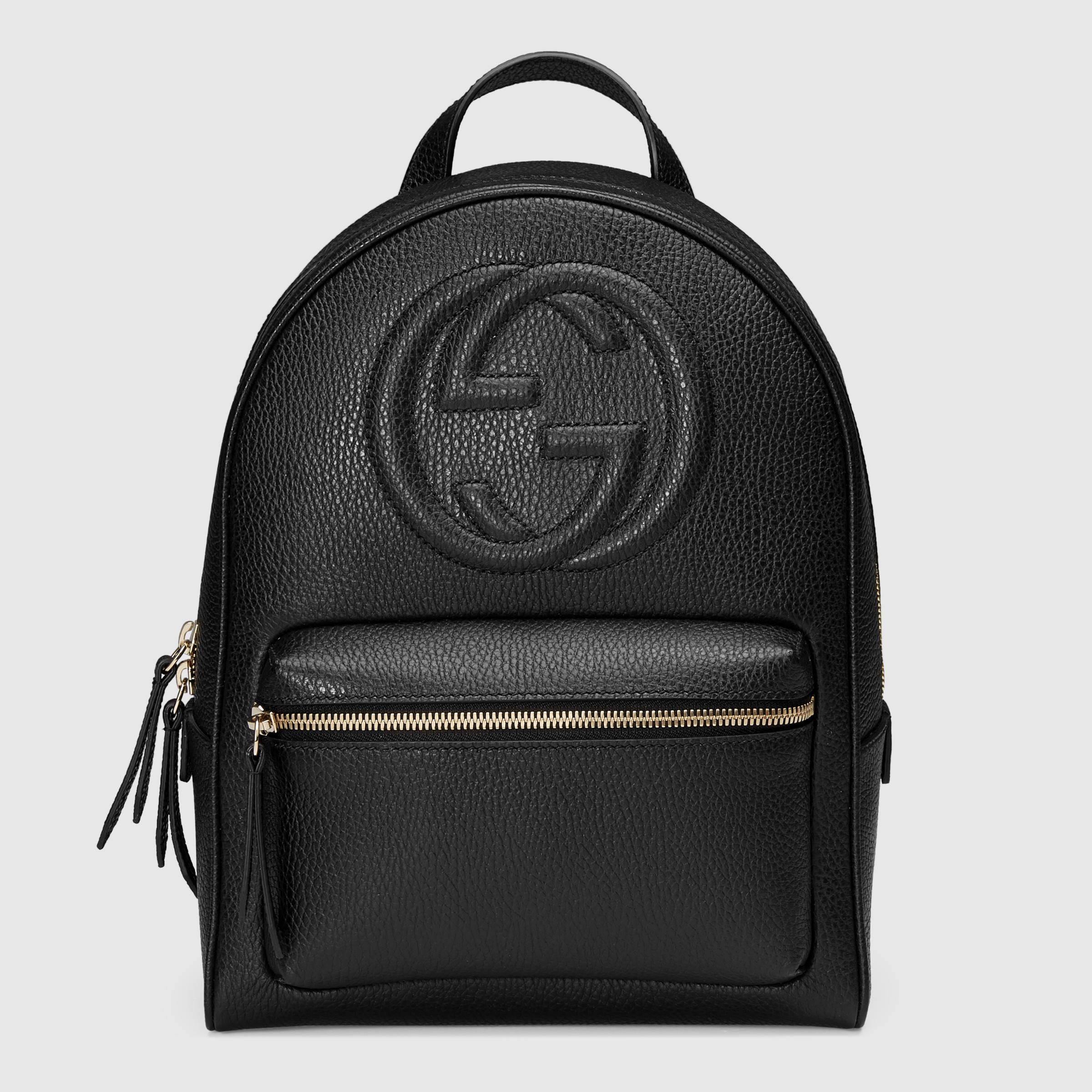Gucci Soho Leather Chain Backpack in Black | Lyst