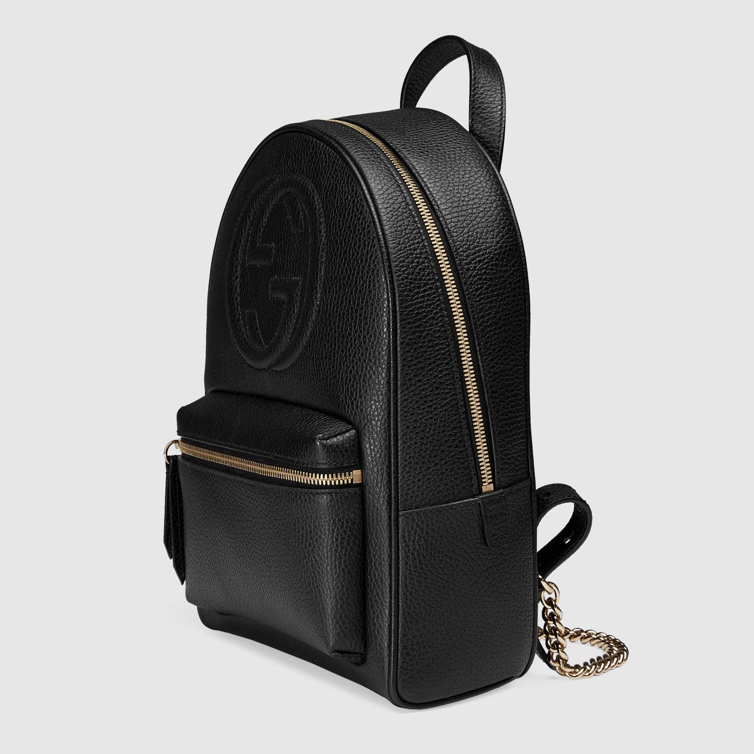 Gucci Soho Leather Chain Backpack in Black | Lyst UK