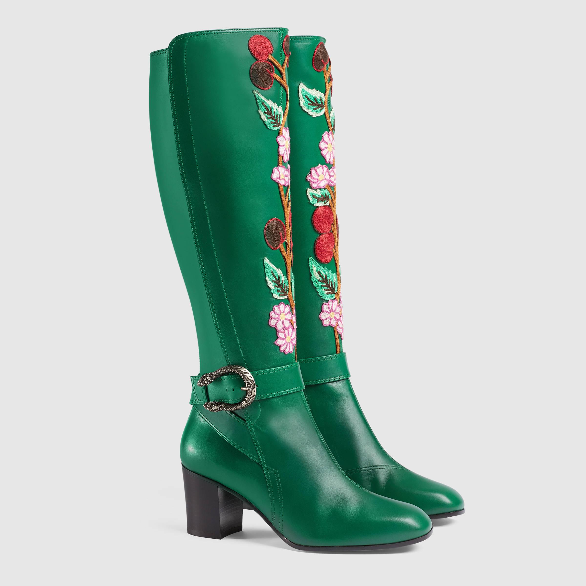 green gucci boots