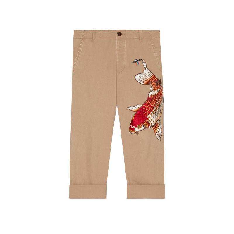 gucci koi fish pants