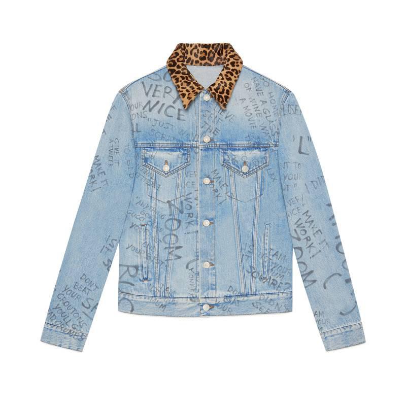 Denim jacket with writing Clearance