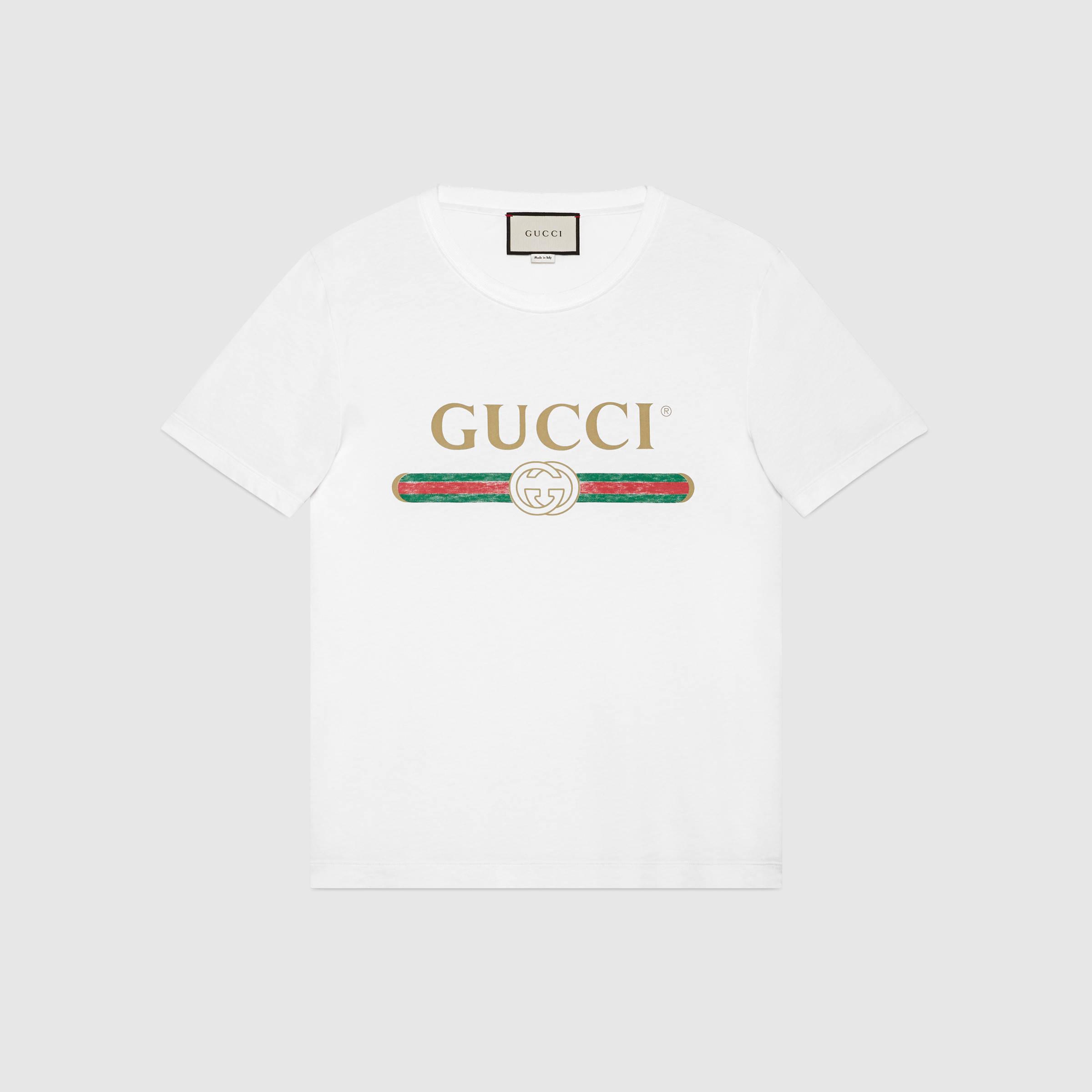 Lyst - Gucci Washed T-shirt With Print in White for Men
