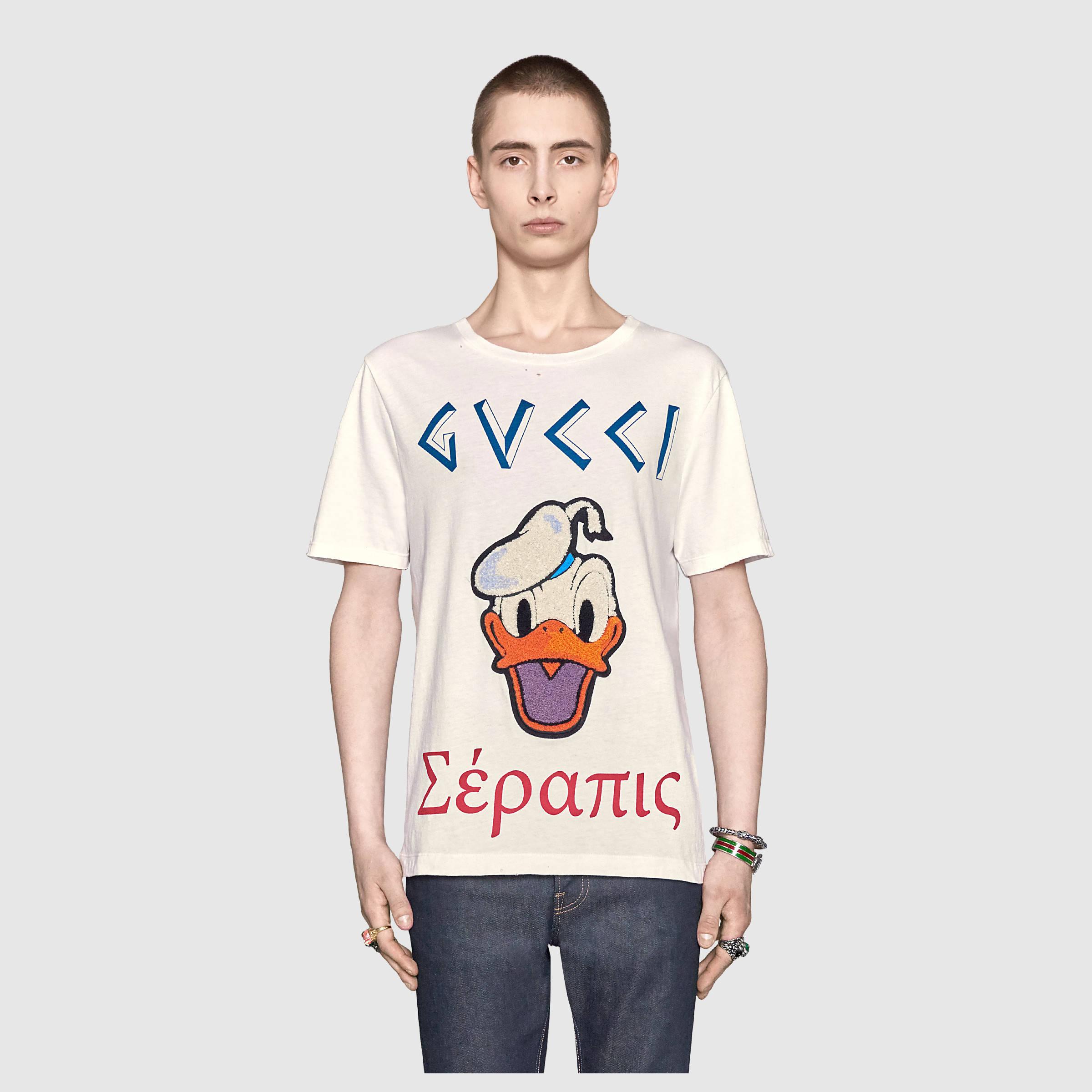 Gucci Cotton Washed T-shirt With Donald Duck in White for Men - Lyst
