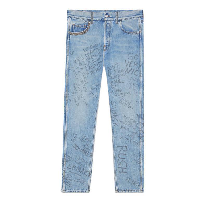 gucci jeans with writing