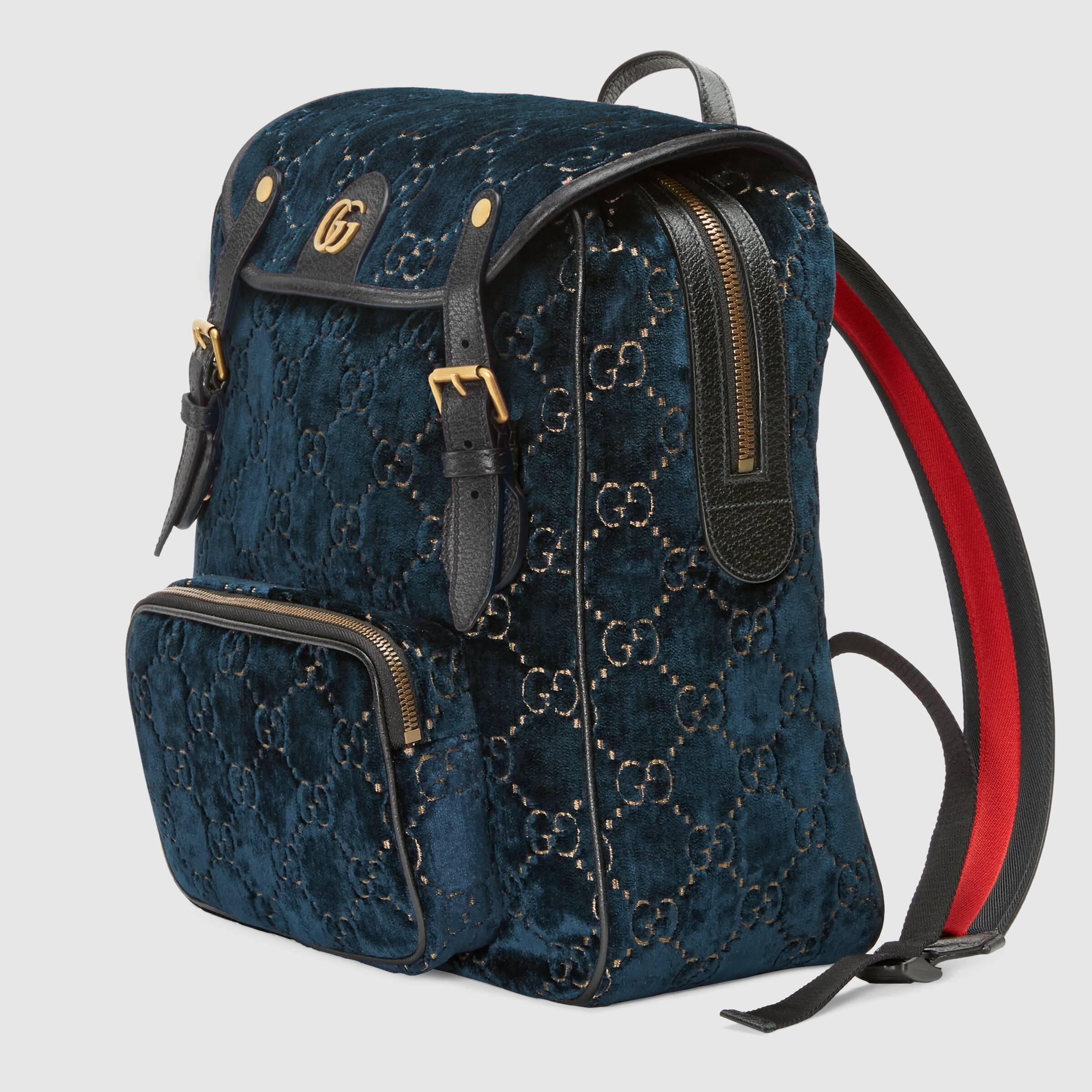 Gucci Kleiner Rucksack aus GG Samt in Blau für Herren - Lyst