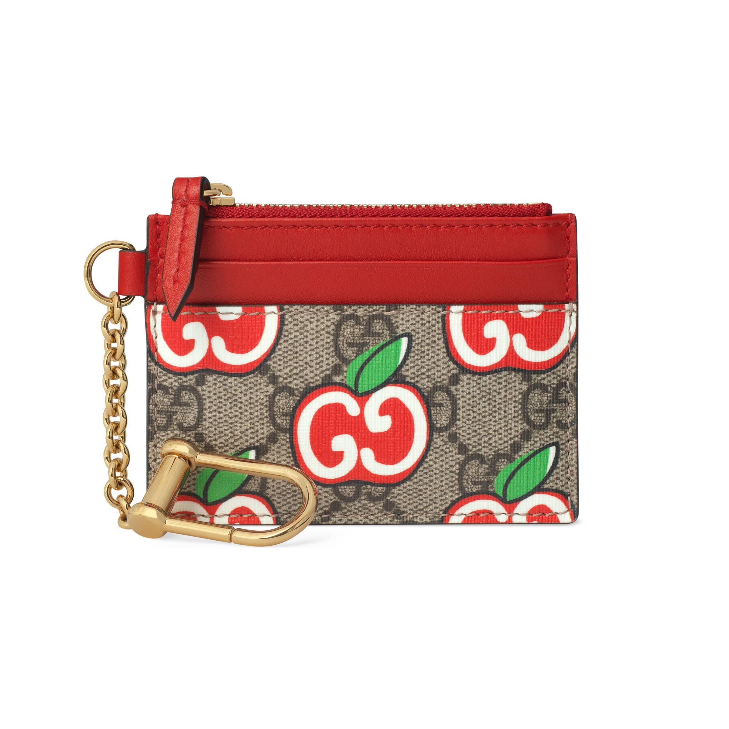Gucci Keychain Wallet With GG Apple Print in Natural