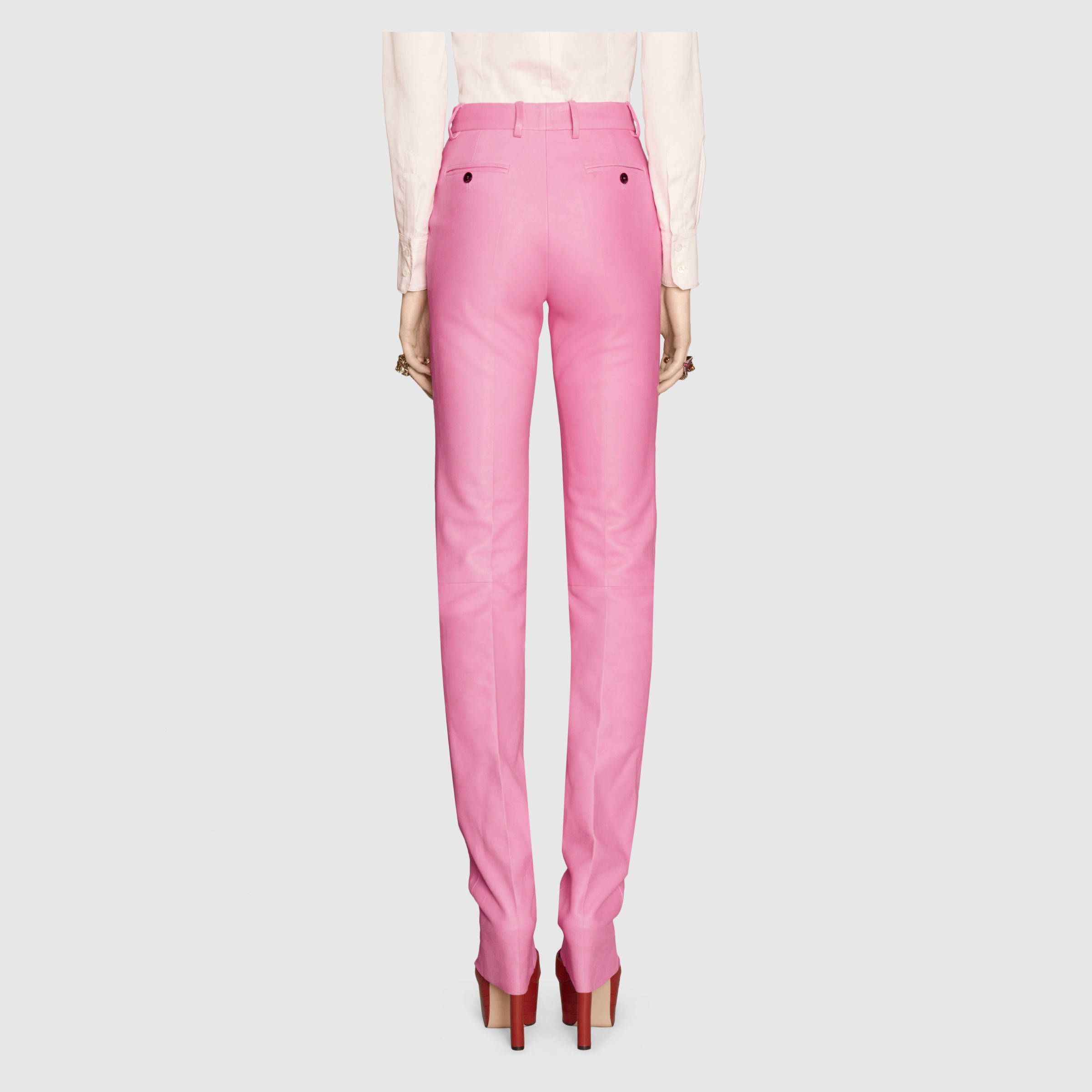 Gucci Leather Straight Leg Pant | Lyst