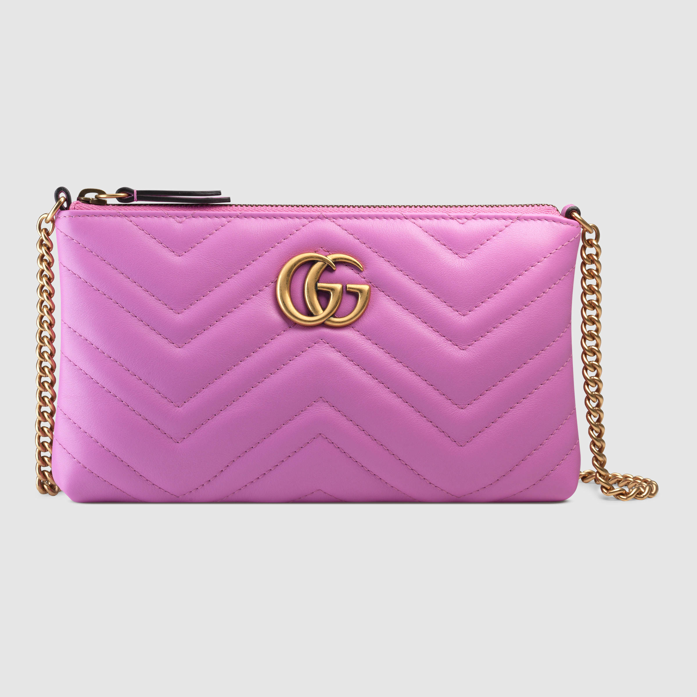 Lyst - Gucci GG Marmont Mini Leather Chain Bag in Pink