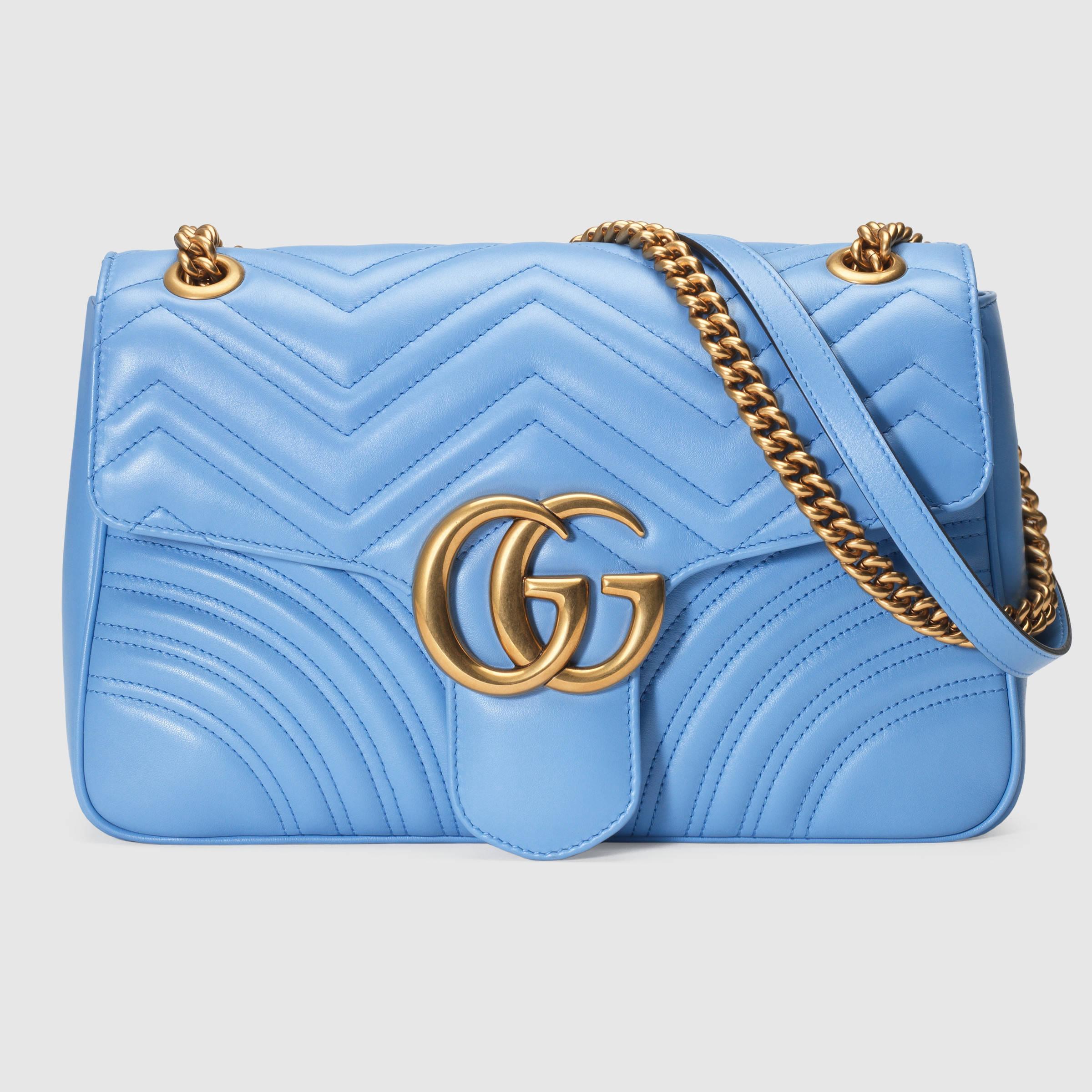 Lyst - Gucci Mini Gg Marmont Crossbody Bag in Blue
