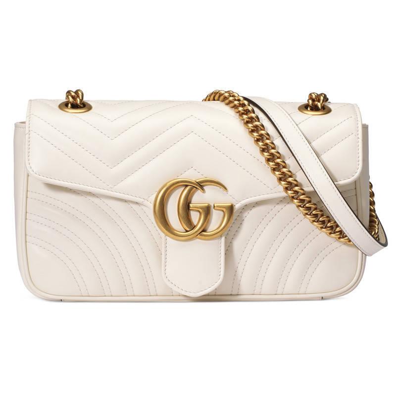 Gucci GG Marmont Matelassé Shoulder Bag in White | Lyst