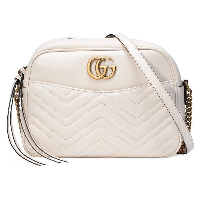 Gucci Gg Marmont Matelassé Shoulder Bag in White | Lyst