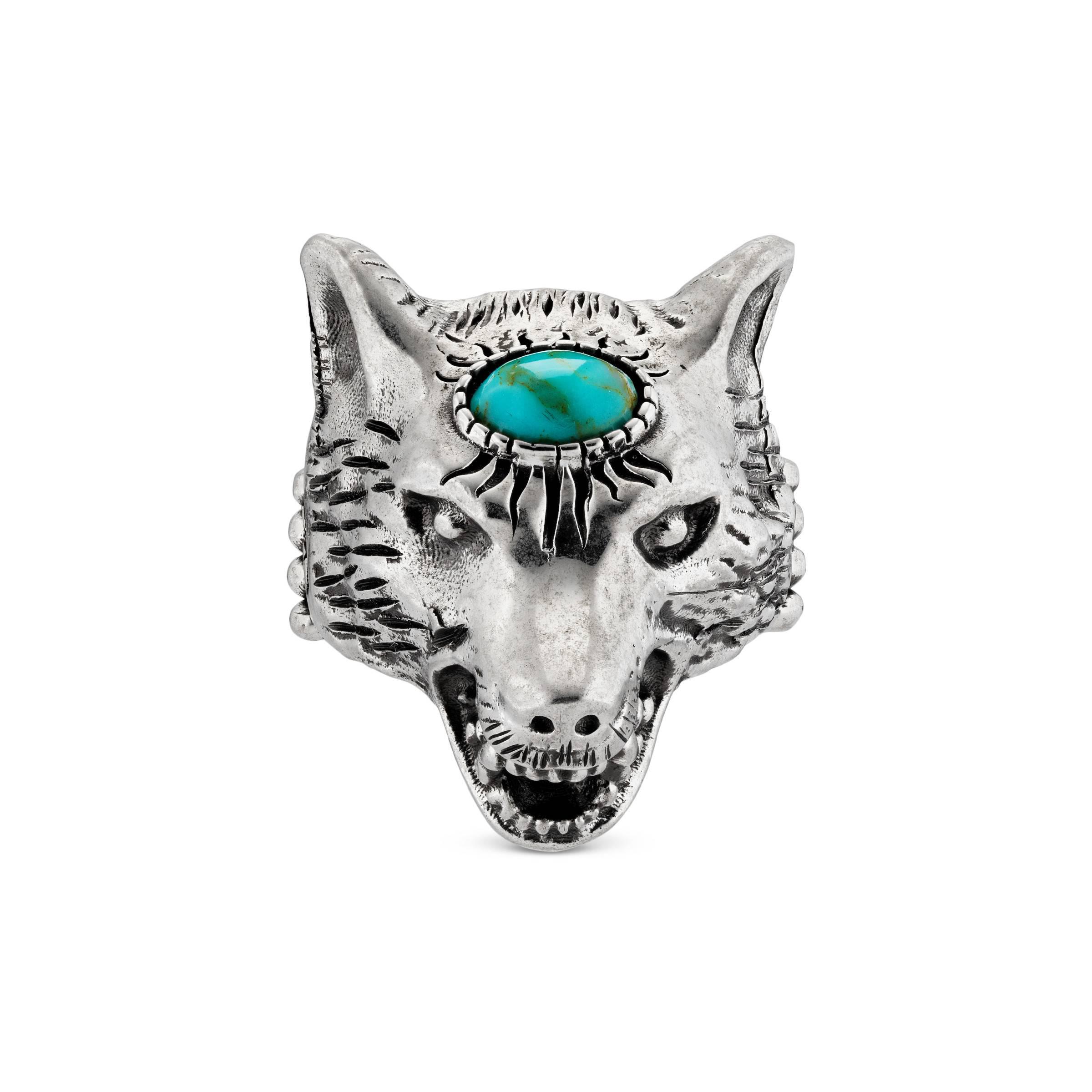 Anello Anger Forest con testa di lupo in argento di Gucci in Metallizzato |  Lyst