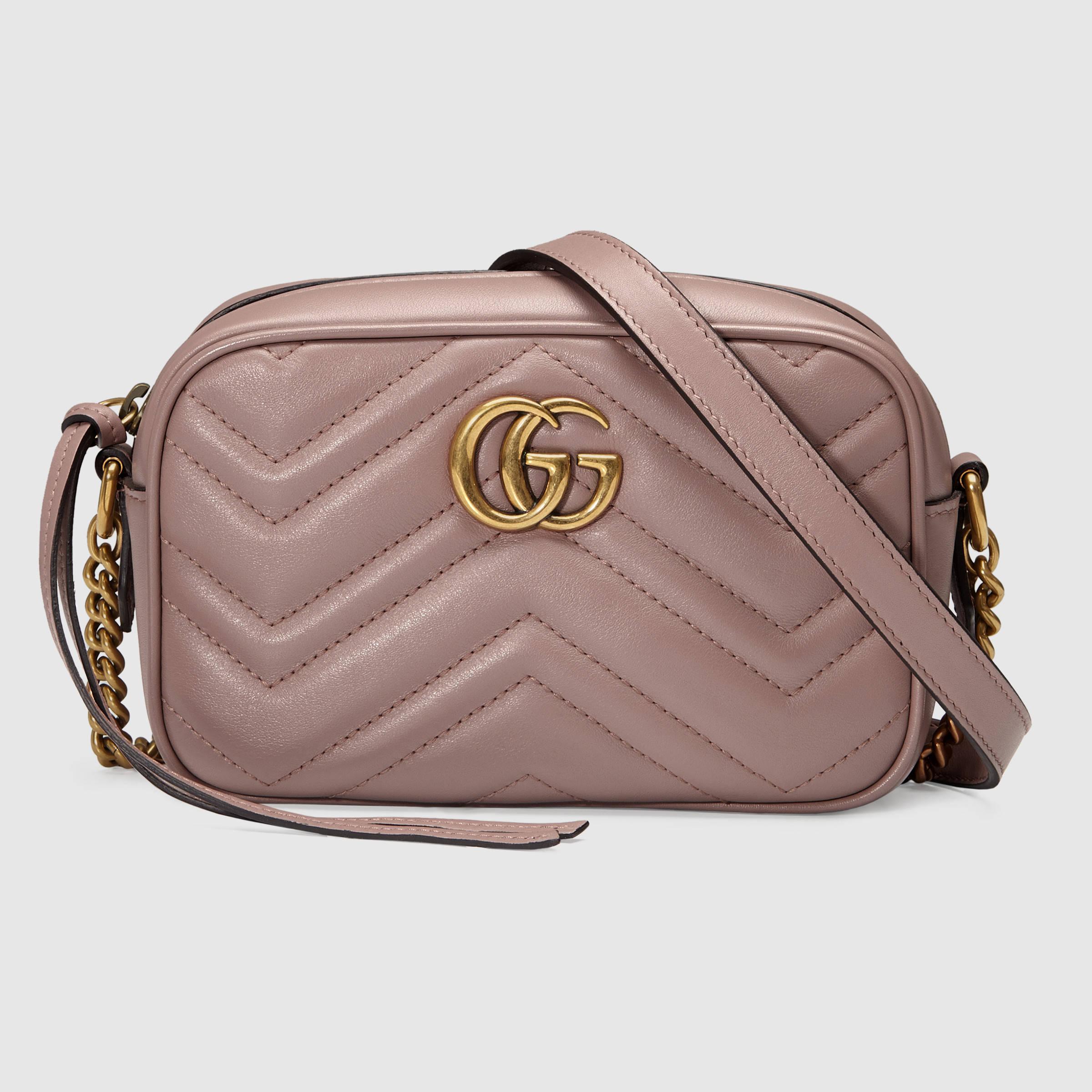 Gucci GG Marmont Matelassé Leather Shoulder Bag in Pink - Lyst