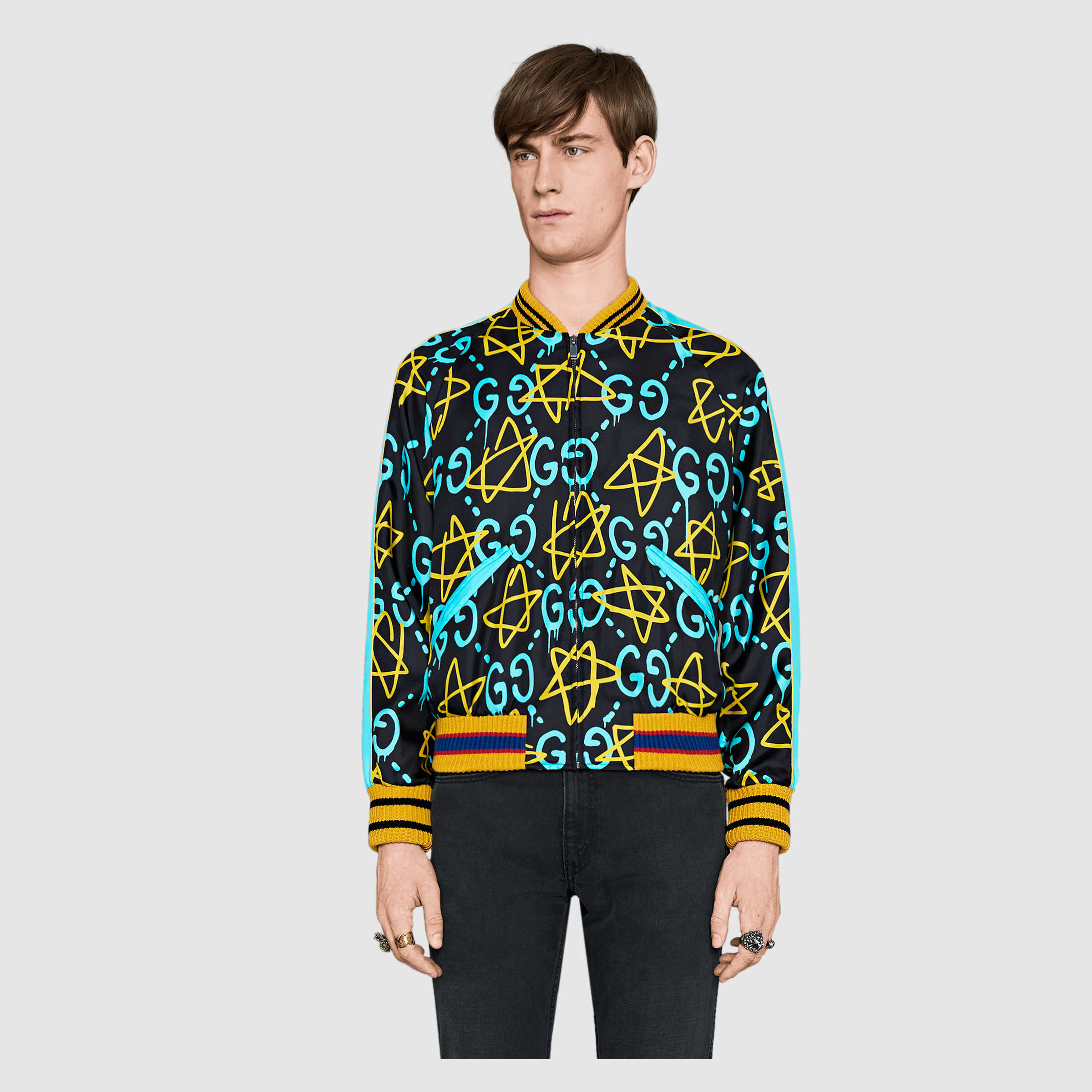 Gucci Ghost Silk Bomber for Men - Lyst