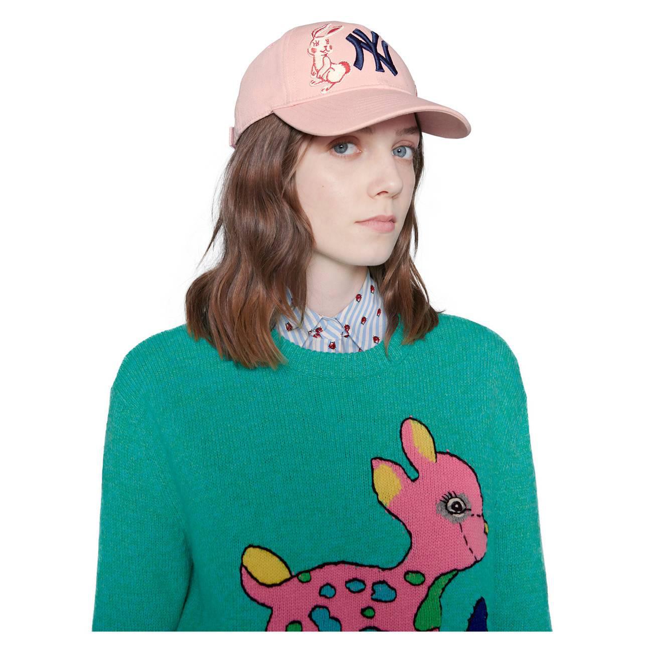 Gucci Baseball Cap With Ny Yankeestm Patch in Pink | Lyst