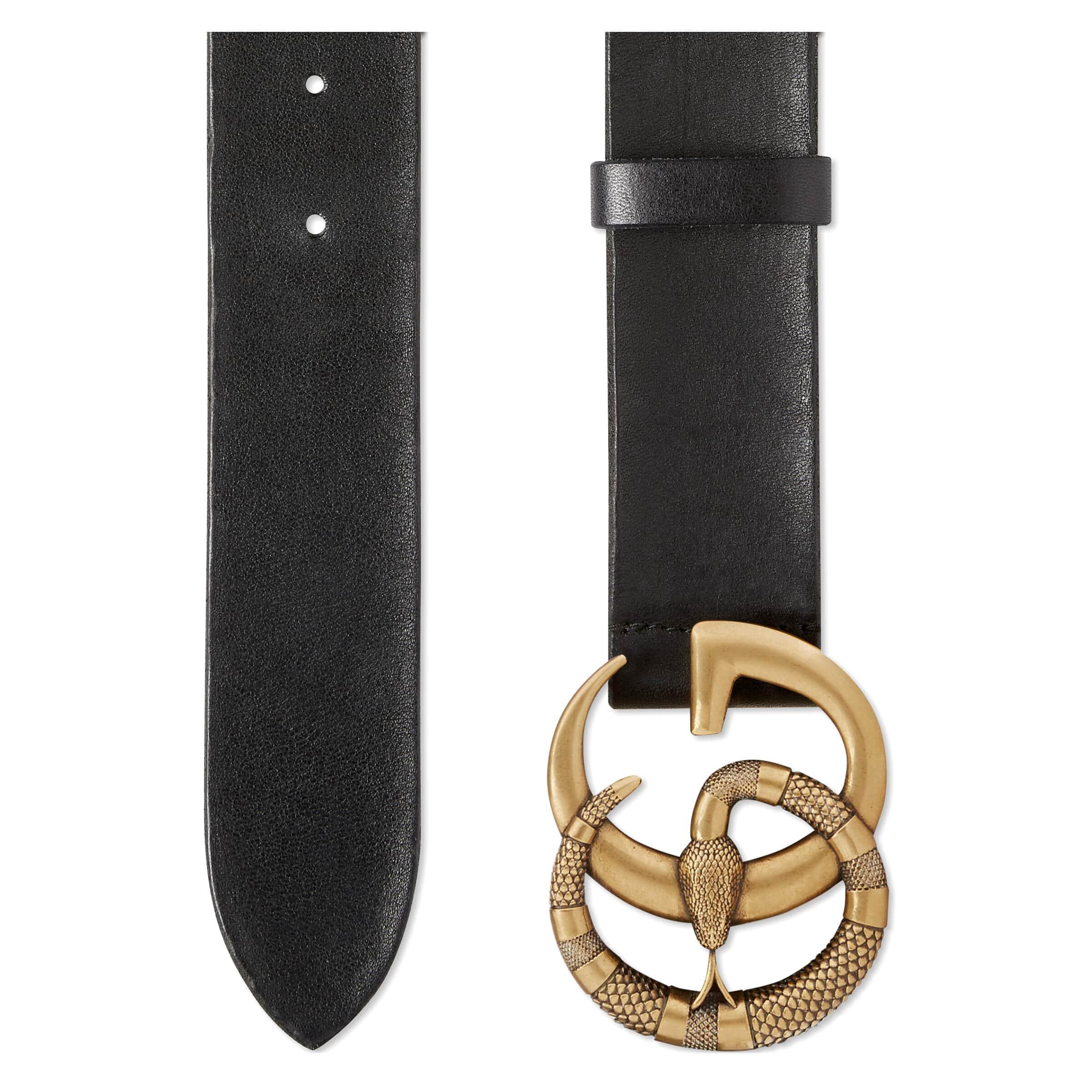 Gucci Leather Belt With Double G Buckle With Snake | Lyst
