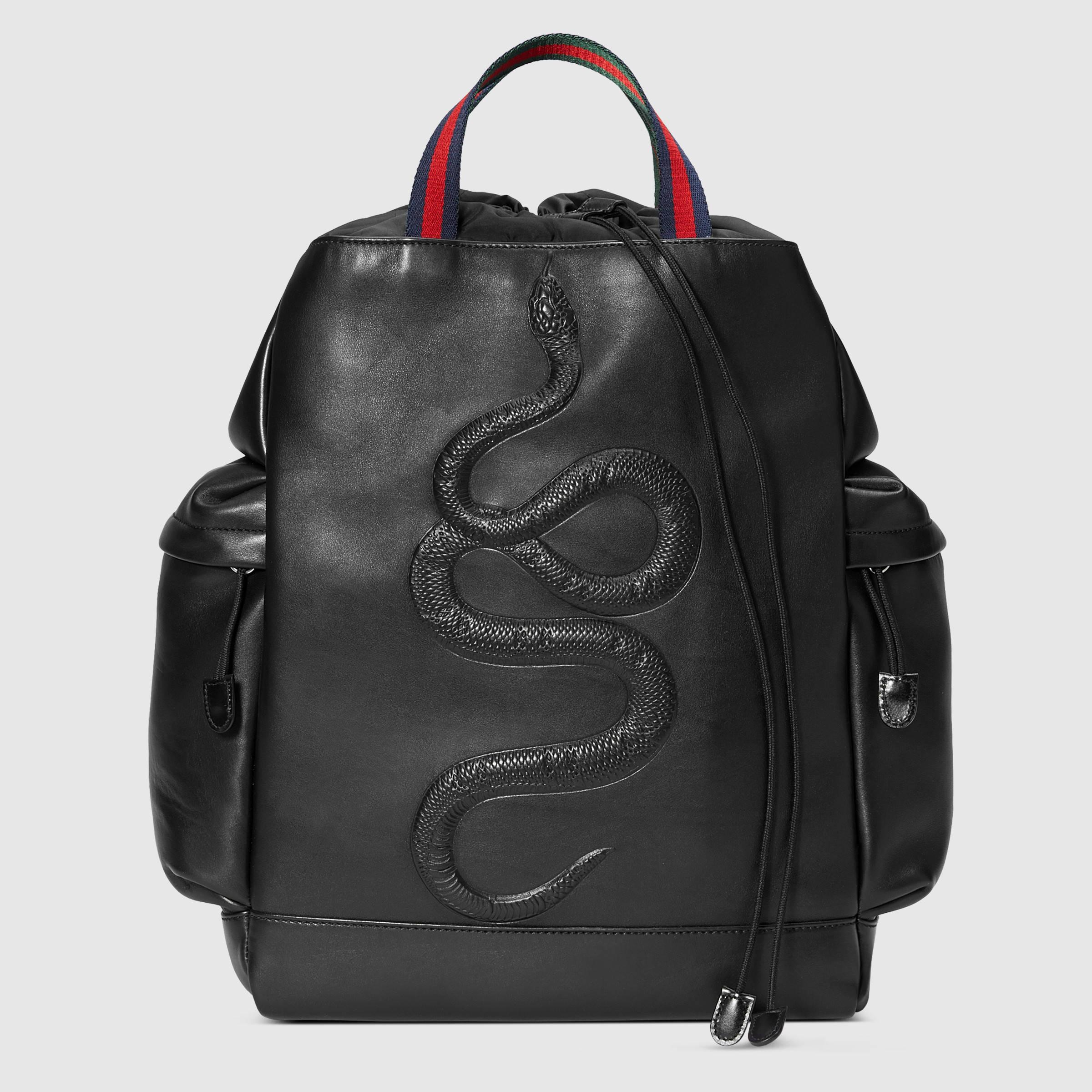 gucci leather drawstring backpack