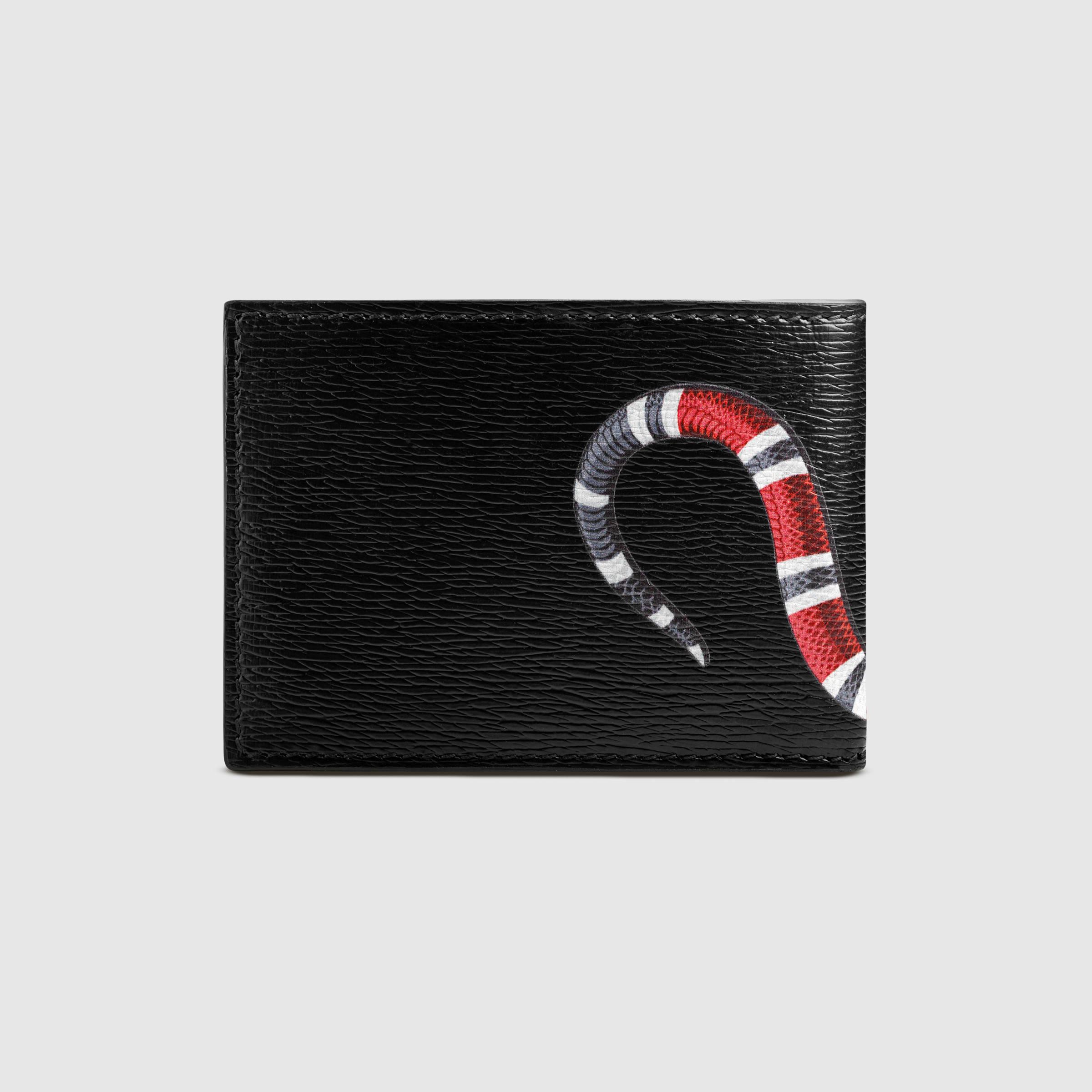 Gucci Snake Print Leather Wallet in Black for Men - Lyst