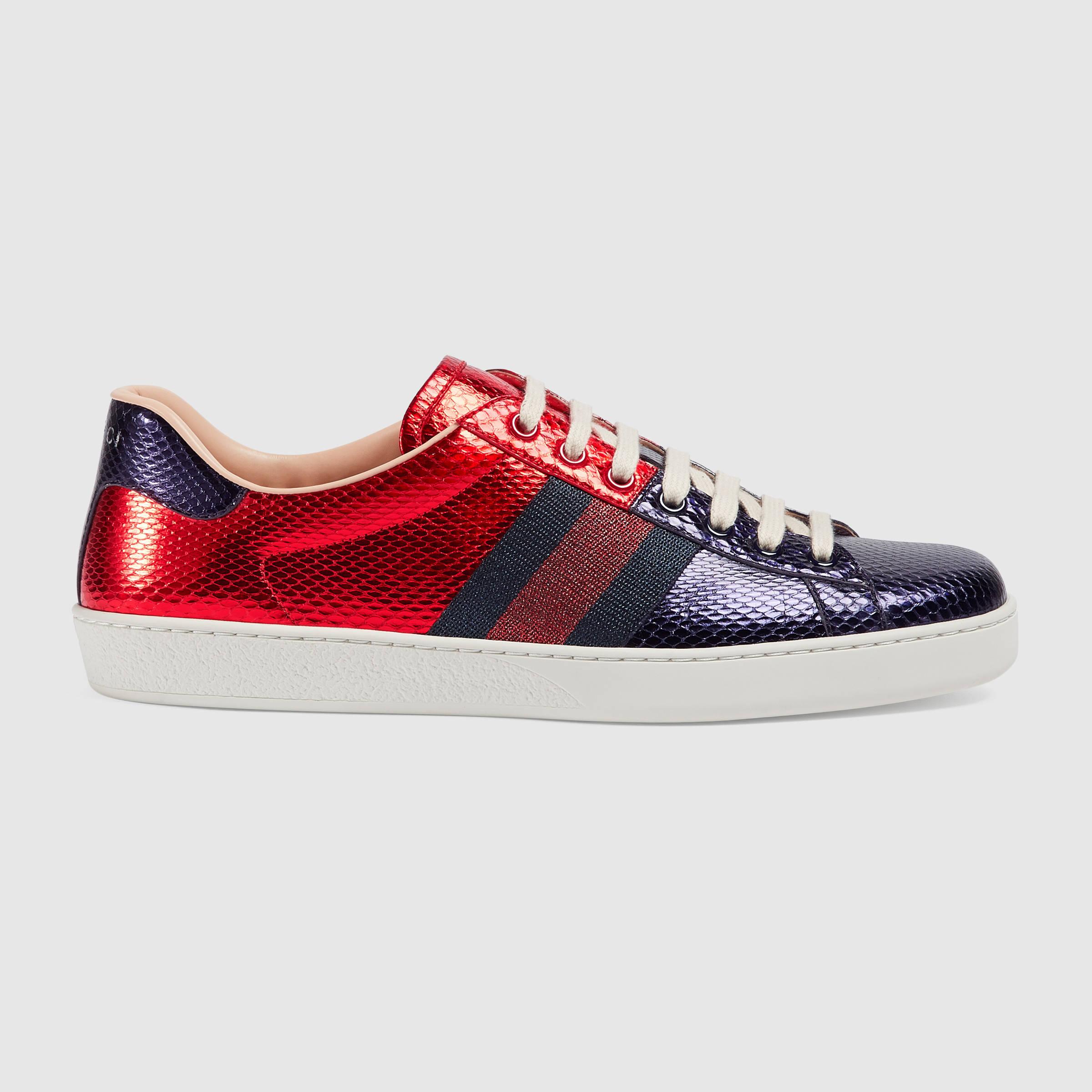red white and blue gucci sneakers