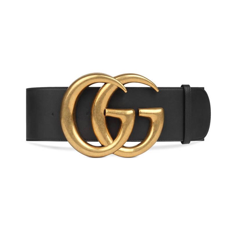 Gucci Wide Leather Belt With Double G in Black | Lyst
