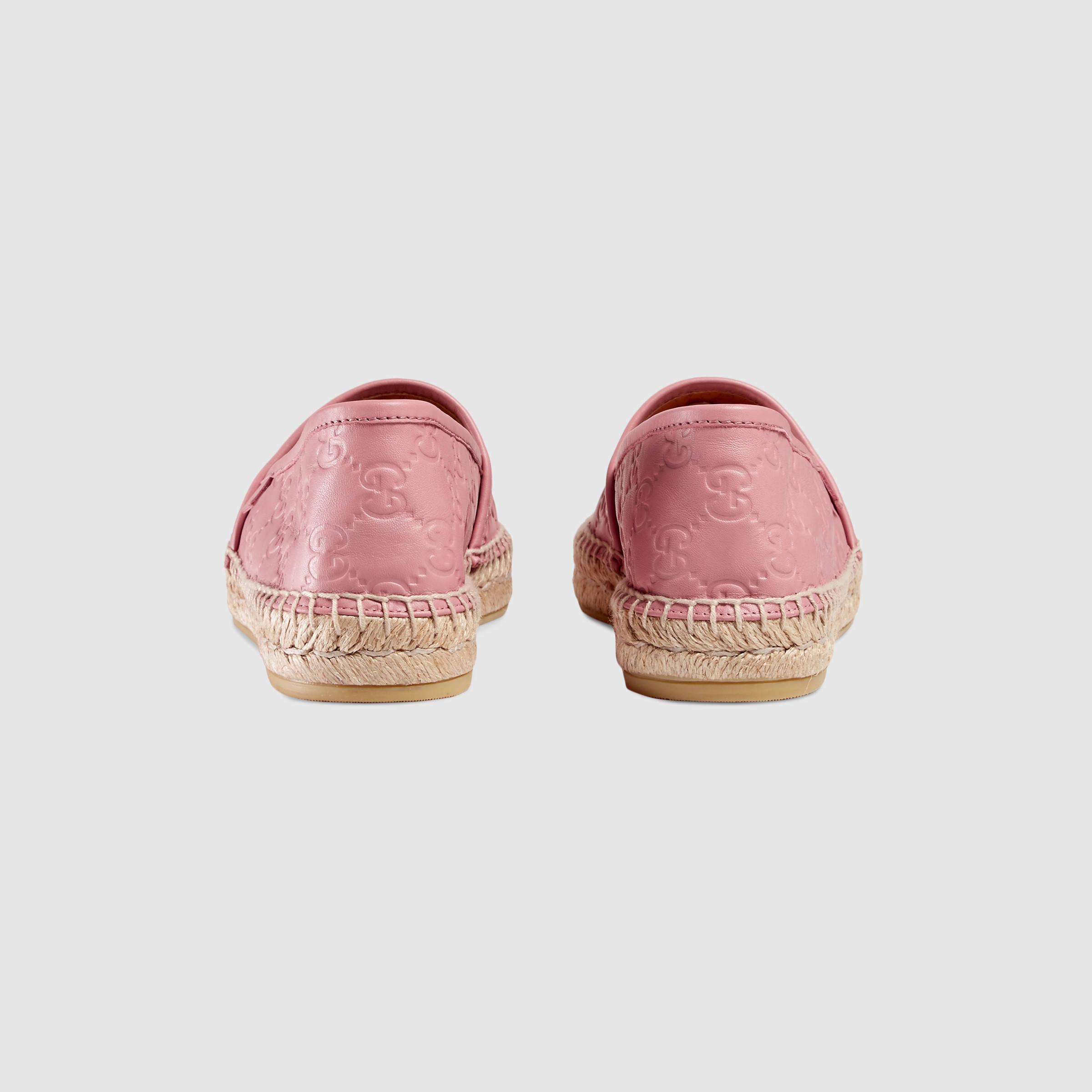 gucci signature leather espadrille white