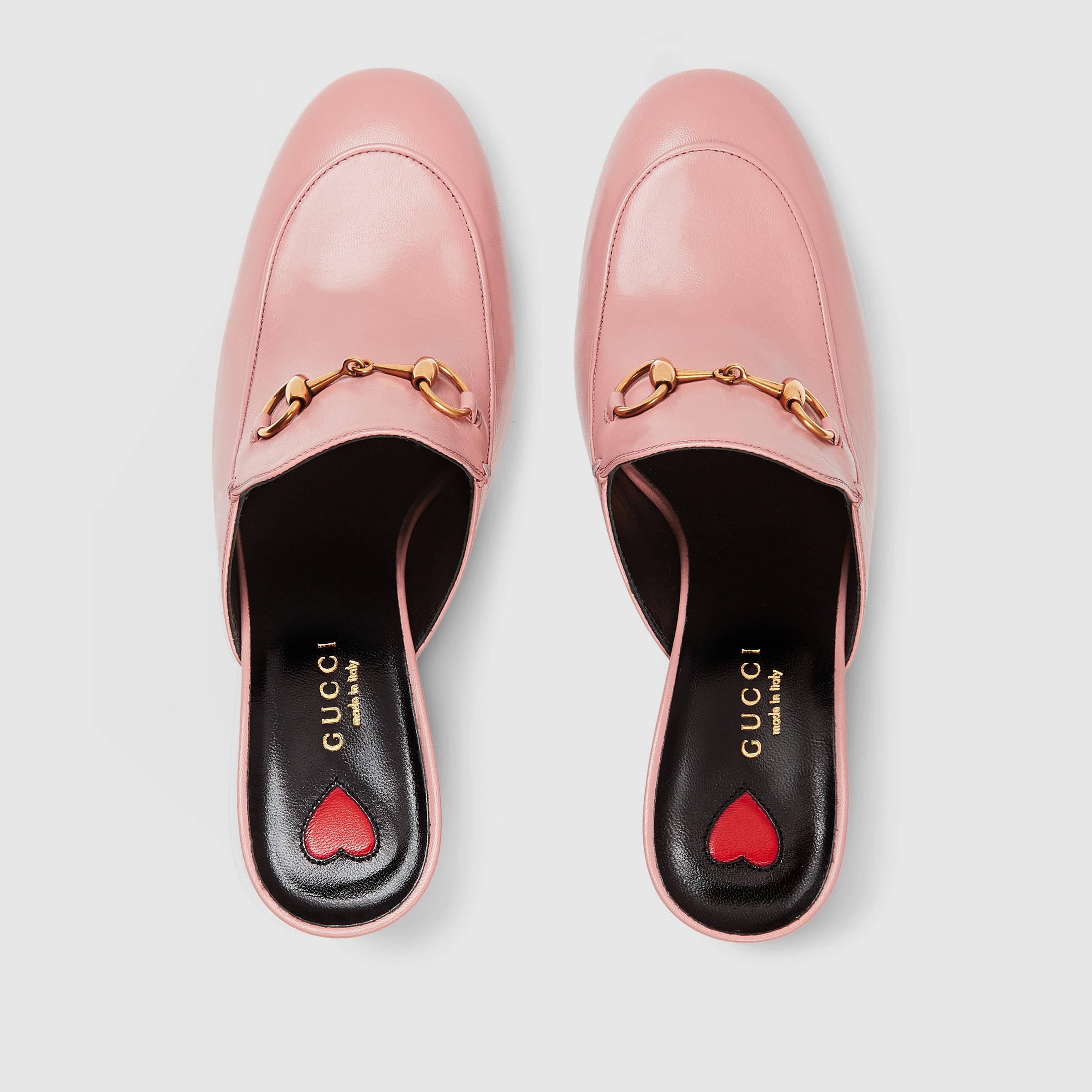 Gucci Princetown Leather Mules in Light 