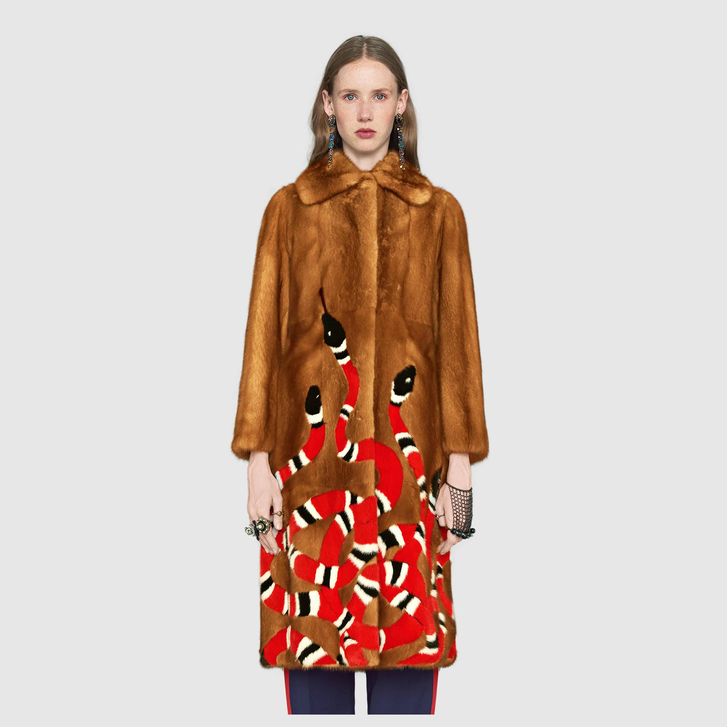 Gucci Snake Intarsia Mink Fur Coat | Lyst
