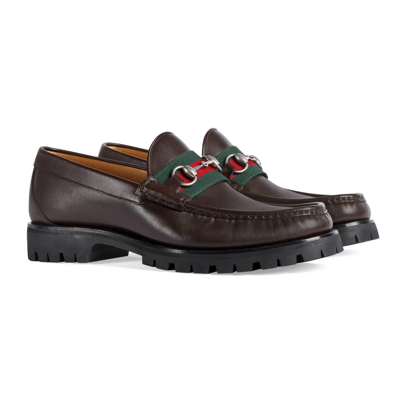Gucci leather web horsebit loafer Clearance