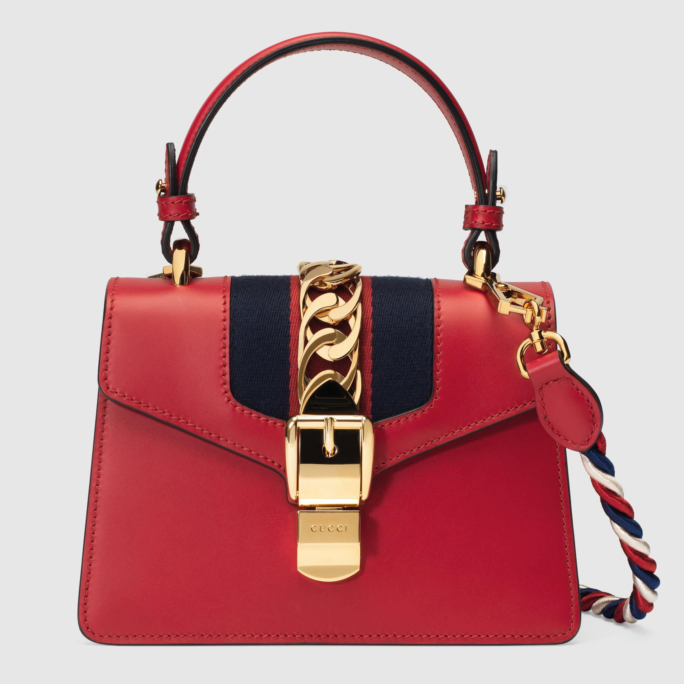 Gucci Sylvie Leather Mini Bag in Red | Lyst
