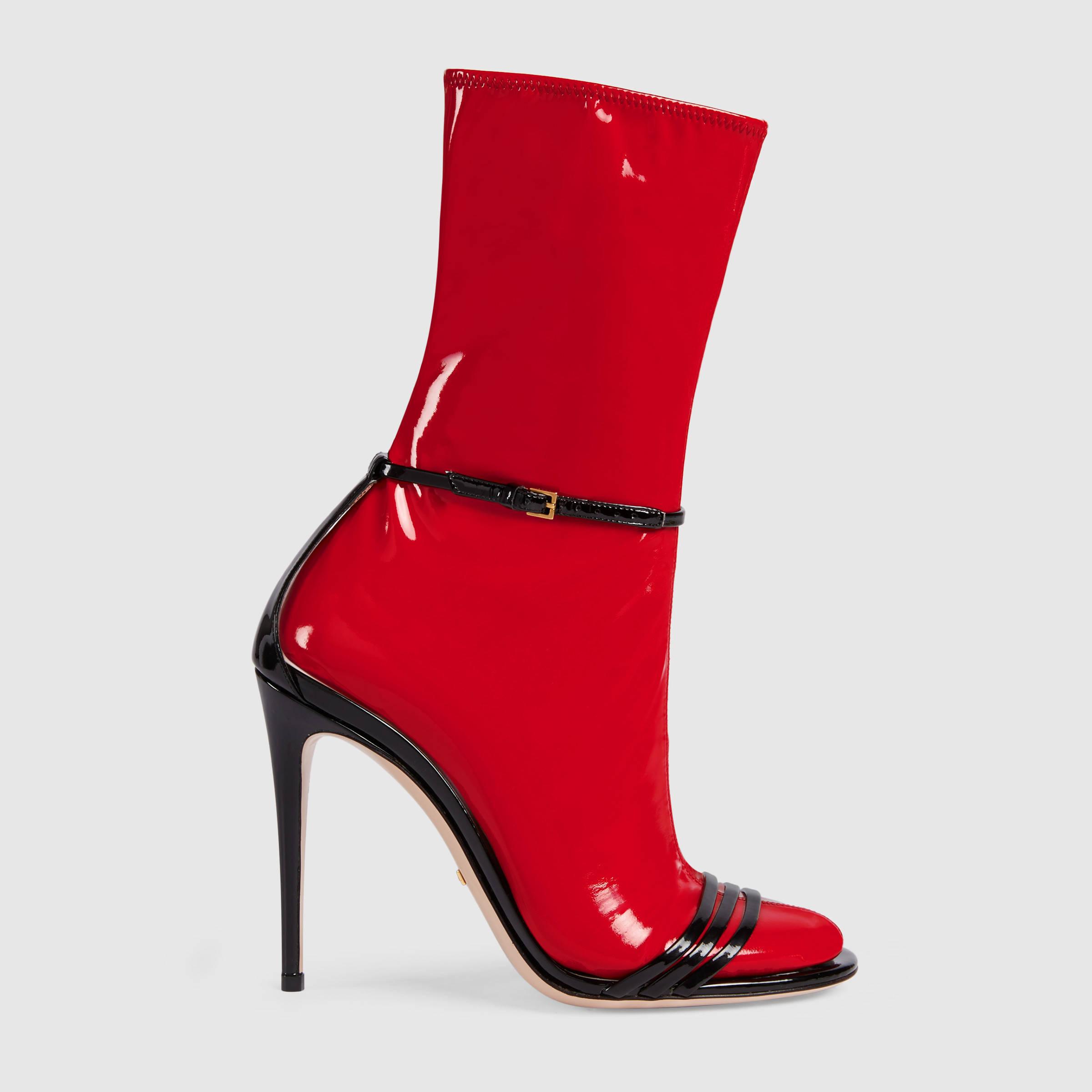 Gucci Sandal With Removable Latex Sock in Red | Lyst