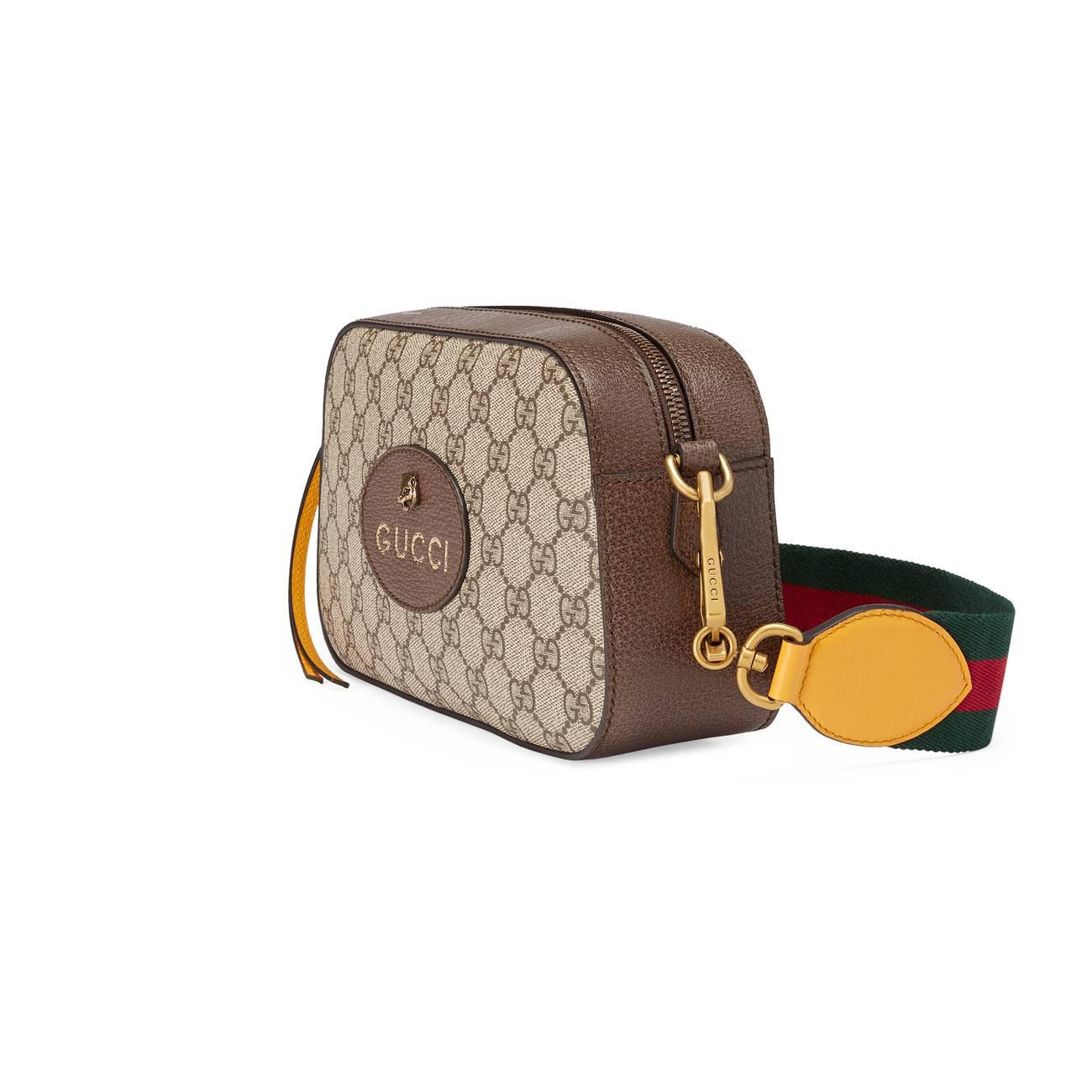 Gucci Leather GG Supreme Messenger Bag in Brown - Lyst