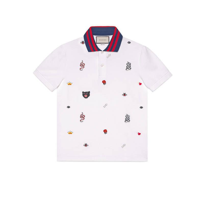 gucci cotton polo with embroideries