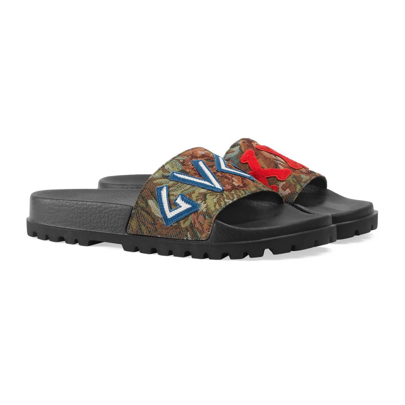 gucci floral brocade slides