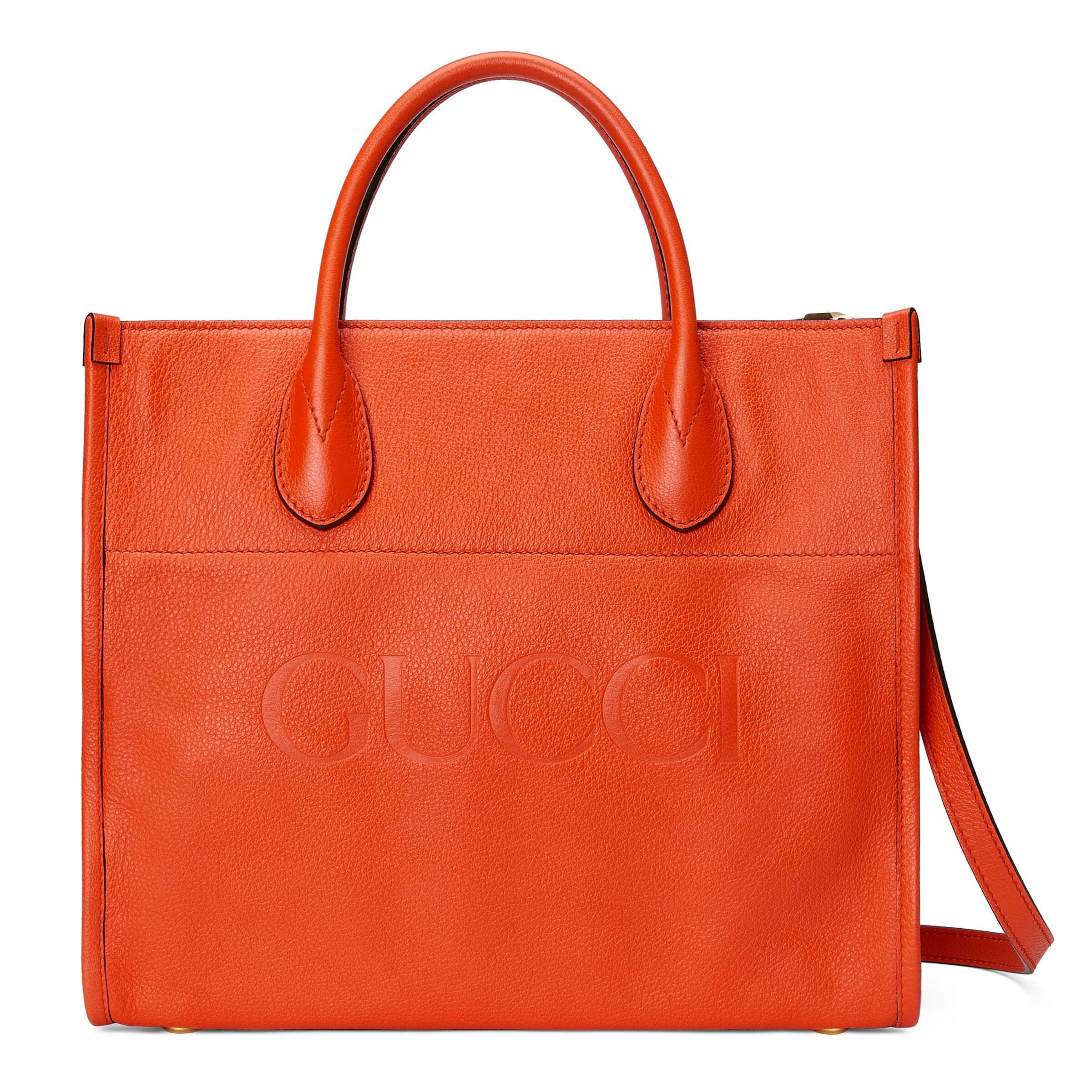 Leather tote Gucci Orange in Leather - 26455648
