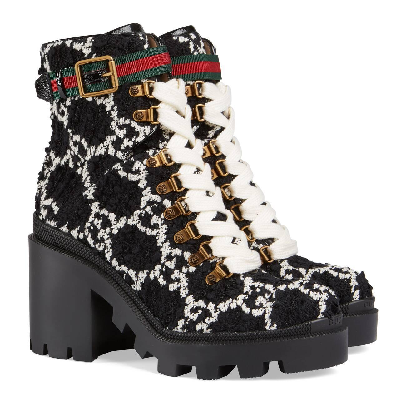 Gucci GG Tweed Ankle Boot in Black/White gg Tweed (Black) - Lyst