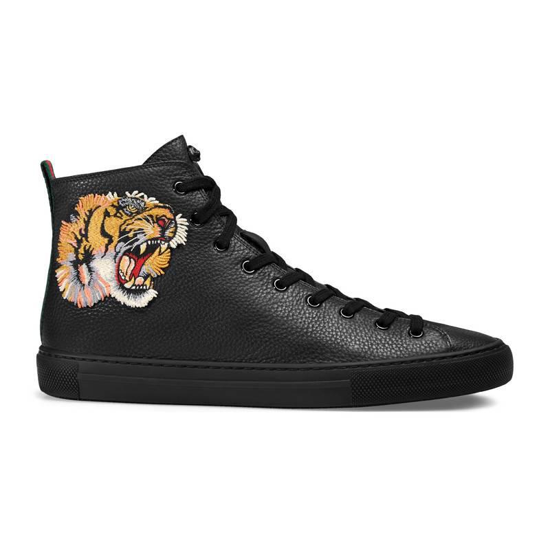Gucci Leather High-top Sneaker With Tiger for Men - Lyst